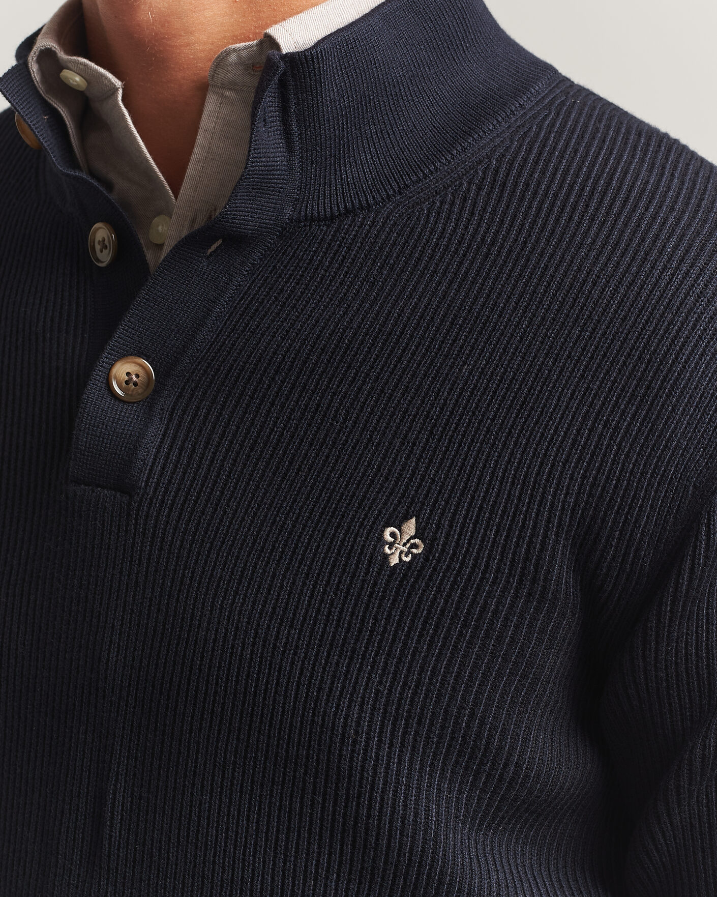 Homme | Pulls Et Tricots | Morris | Niall Half Button Sweater Old Blue