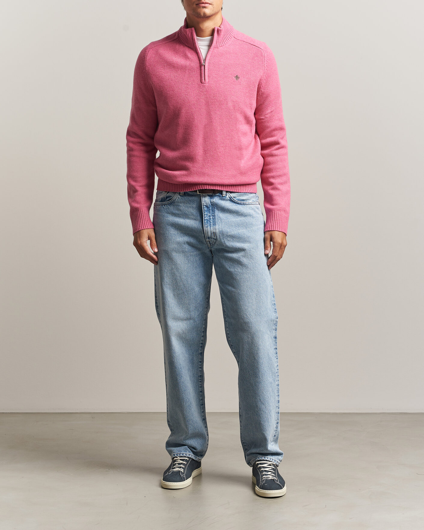 Homme | Pulls Et Tricots | Morris | Hertford Lambswool Half Zip Cerise
