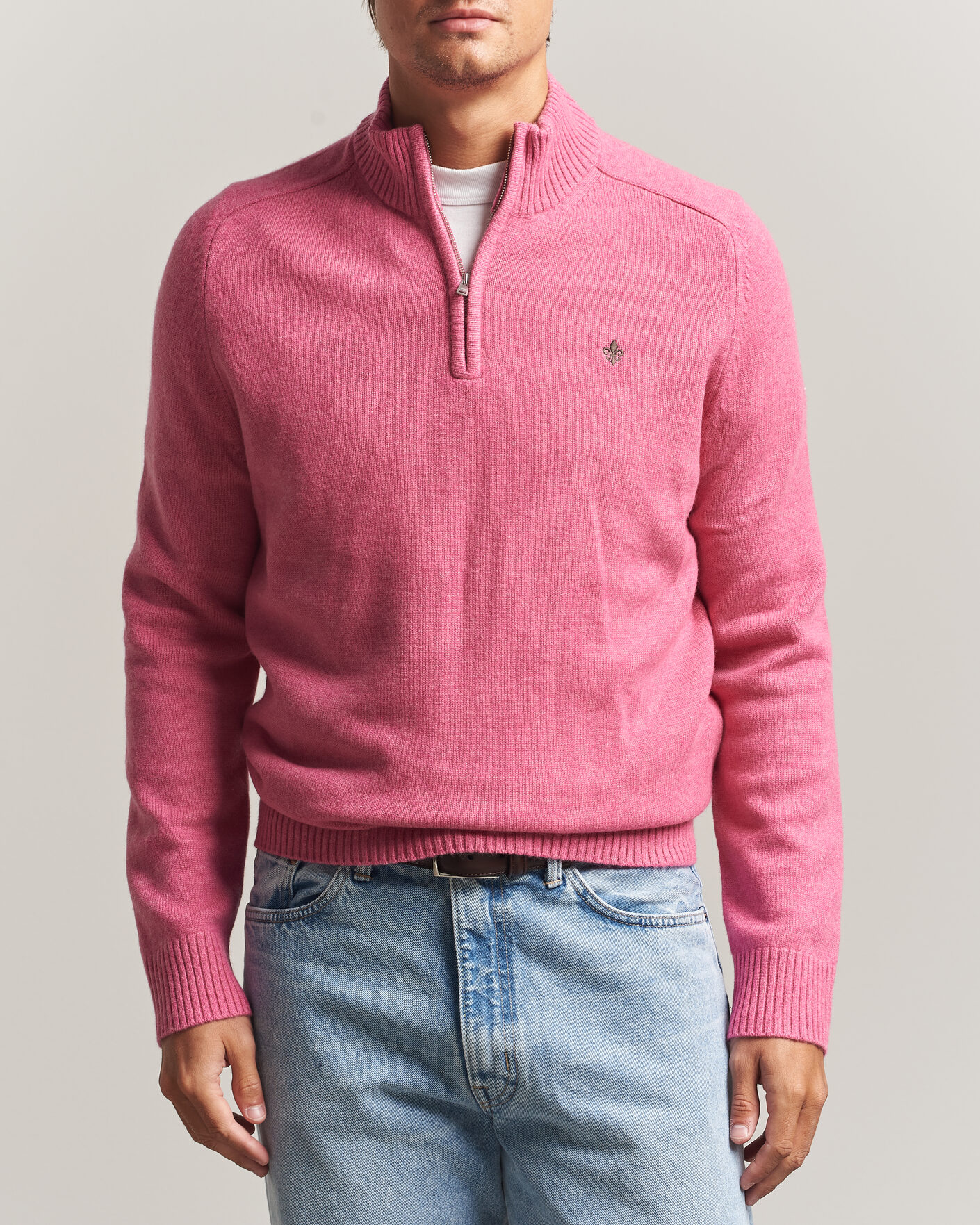 Homme | Pulls Et Tricots | Morris | Hertford Lambswool Half Zip Cerise