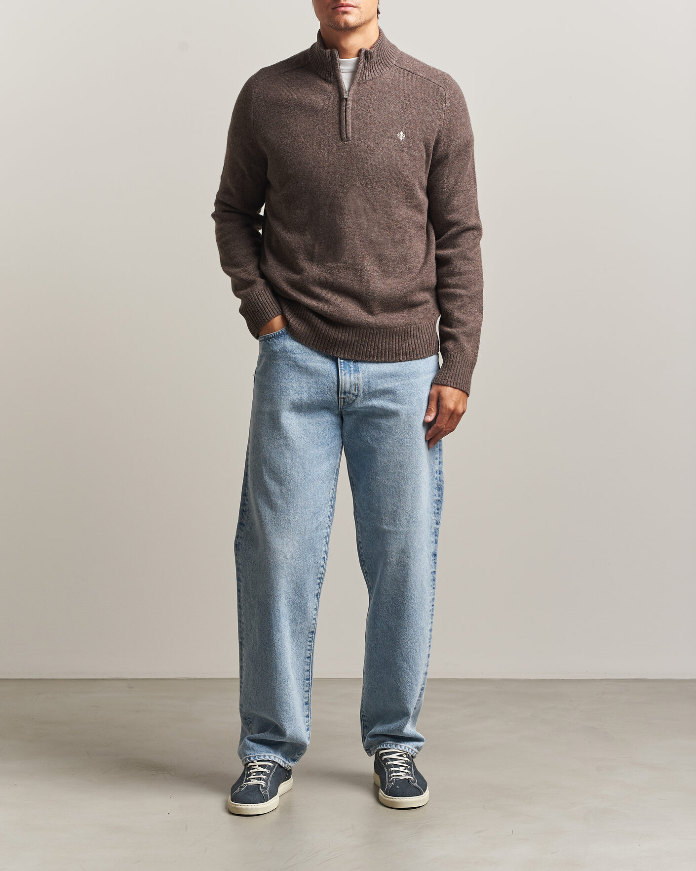 Homme | Pulls Et Tricots | Morris | Hertford Lambswool Half Zip Brown