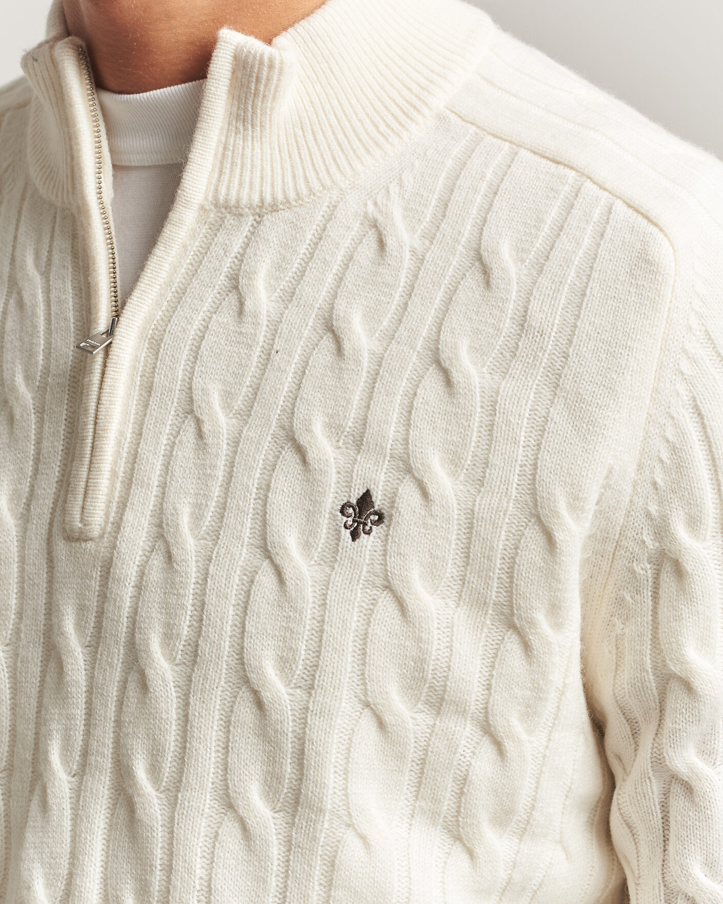Homme | Pulls Et Tricots | Morris | Hertford Cable Half Zip Off White