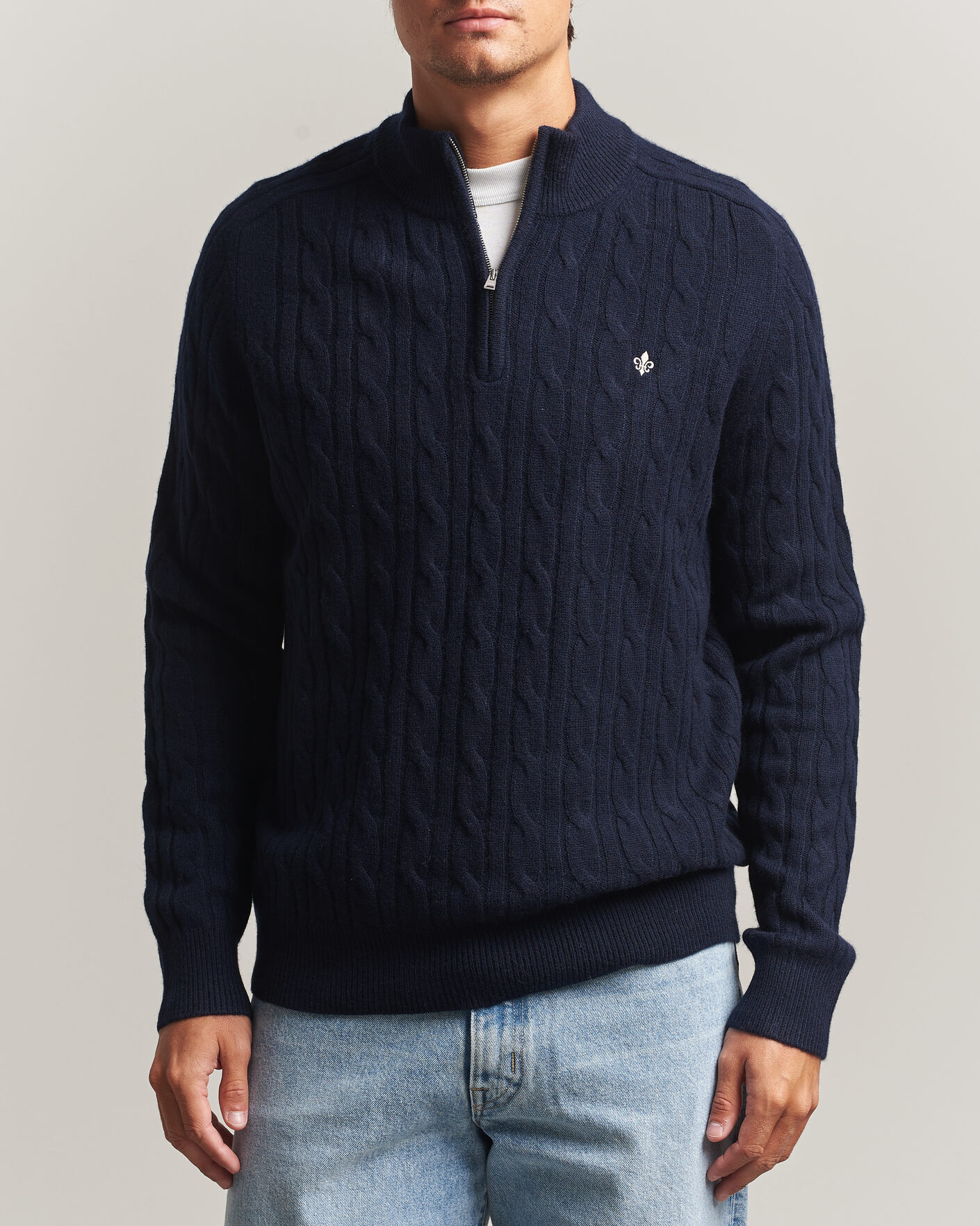 Homme | Pulls Et Tricots | Morris | Hertford Cable Half Zip Navy