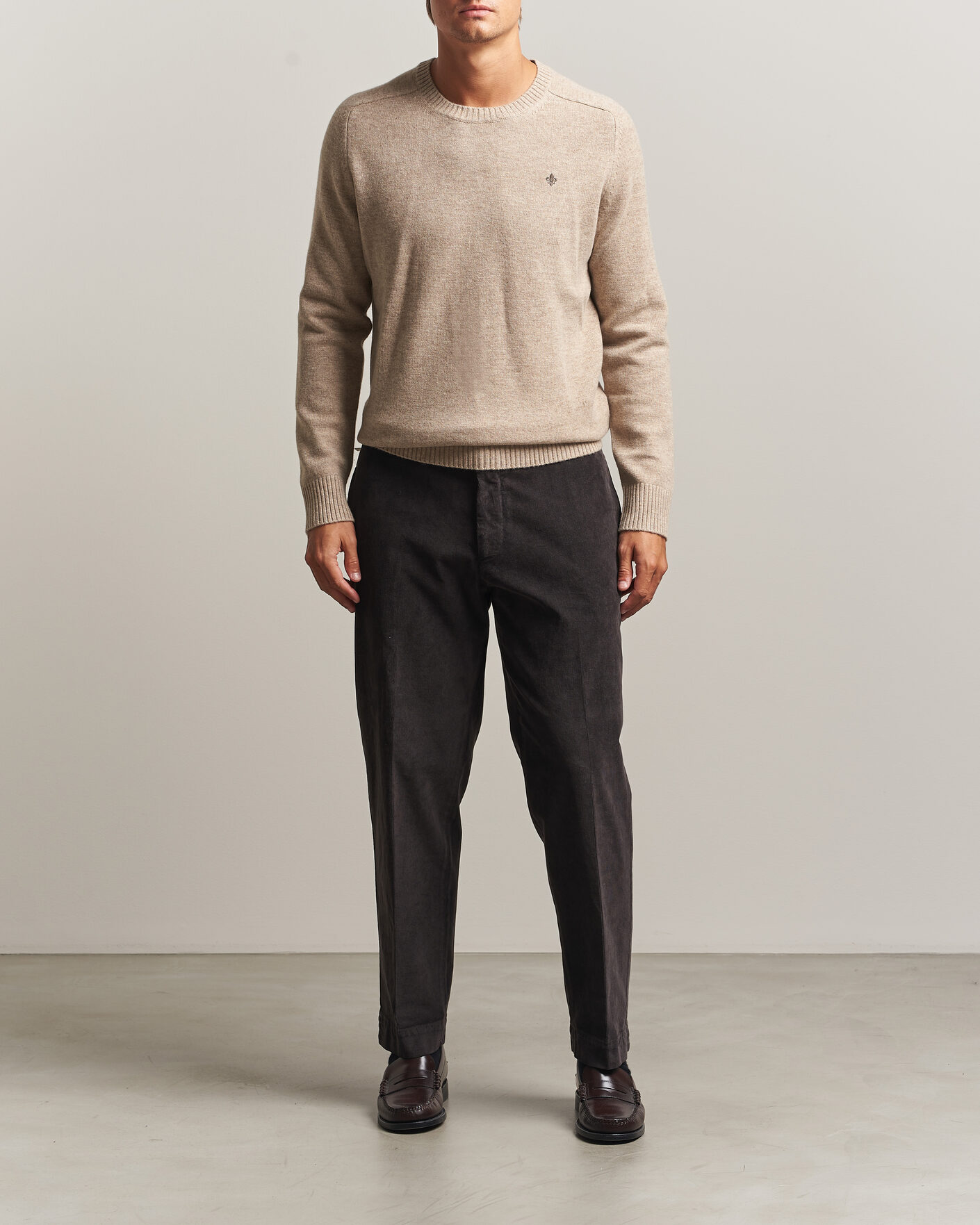 Homme | Pulls Et Tricots | Morris | Hertford Lambswool Crew Neck Khaki
