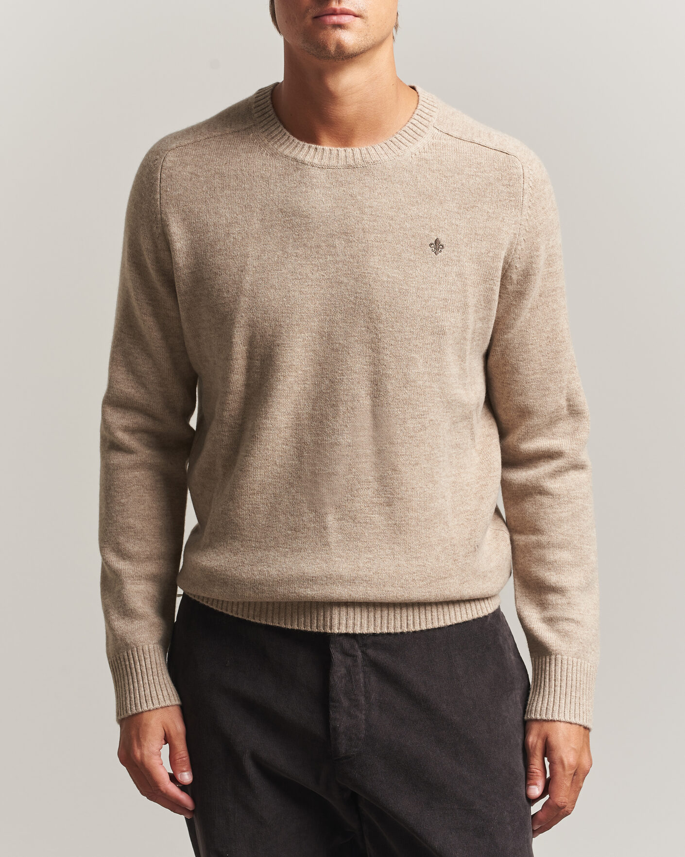 Homme | Pulls Et Tricots | Morris | Hertford Lambswool Crew Neck Khaki