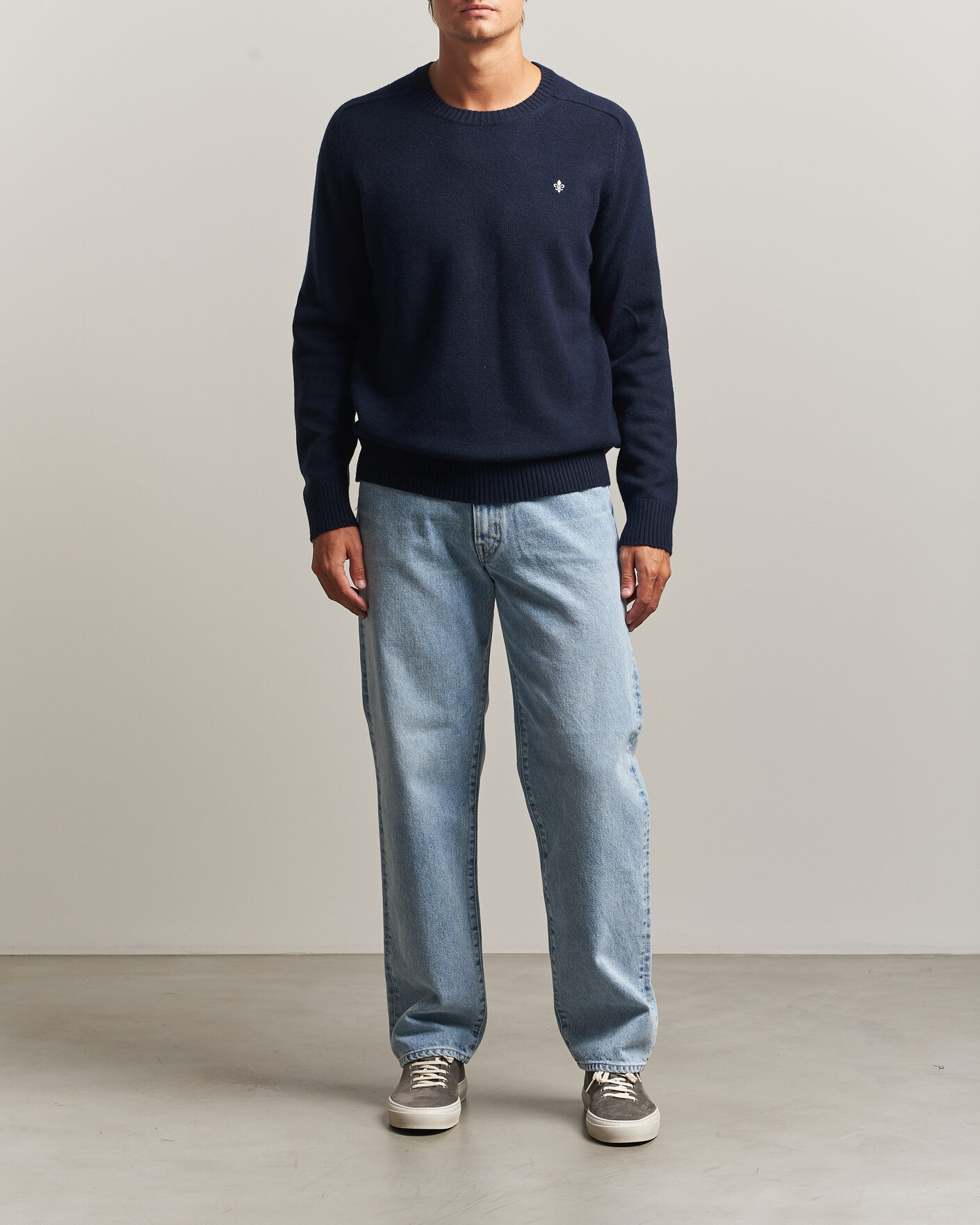 Homme | Pulls Et Tricots | Morris | Hertford Lambswool Crew Neck Navy