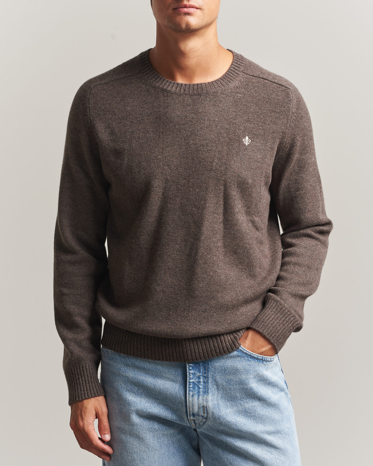 Homme | Pulls Et Tricots | Morris | Hertford Lambswool Crew Neck Brown