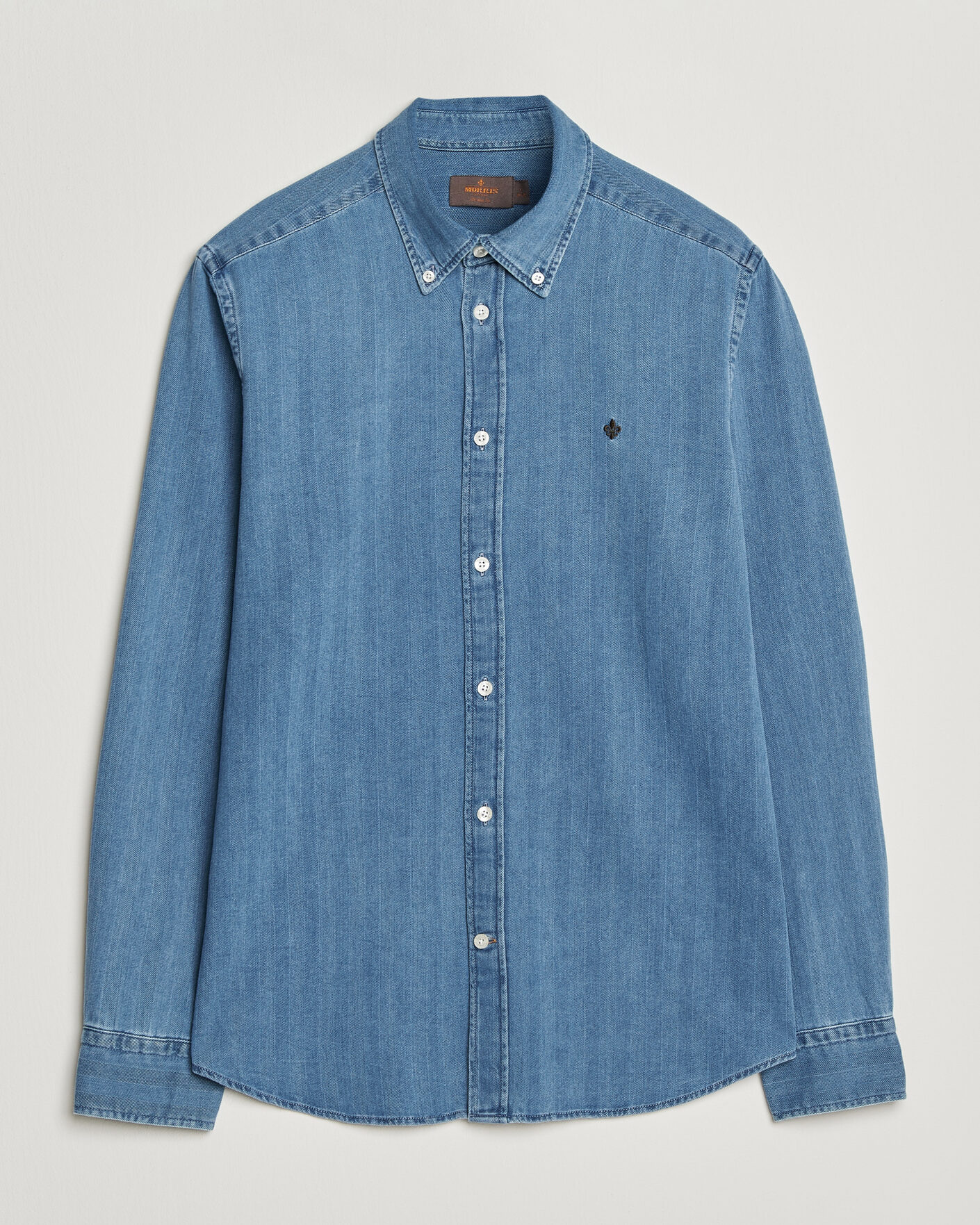 Homme | Chemises | Morris | Indigo Herringbone Shirt Light Blue