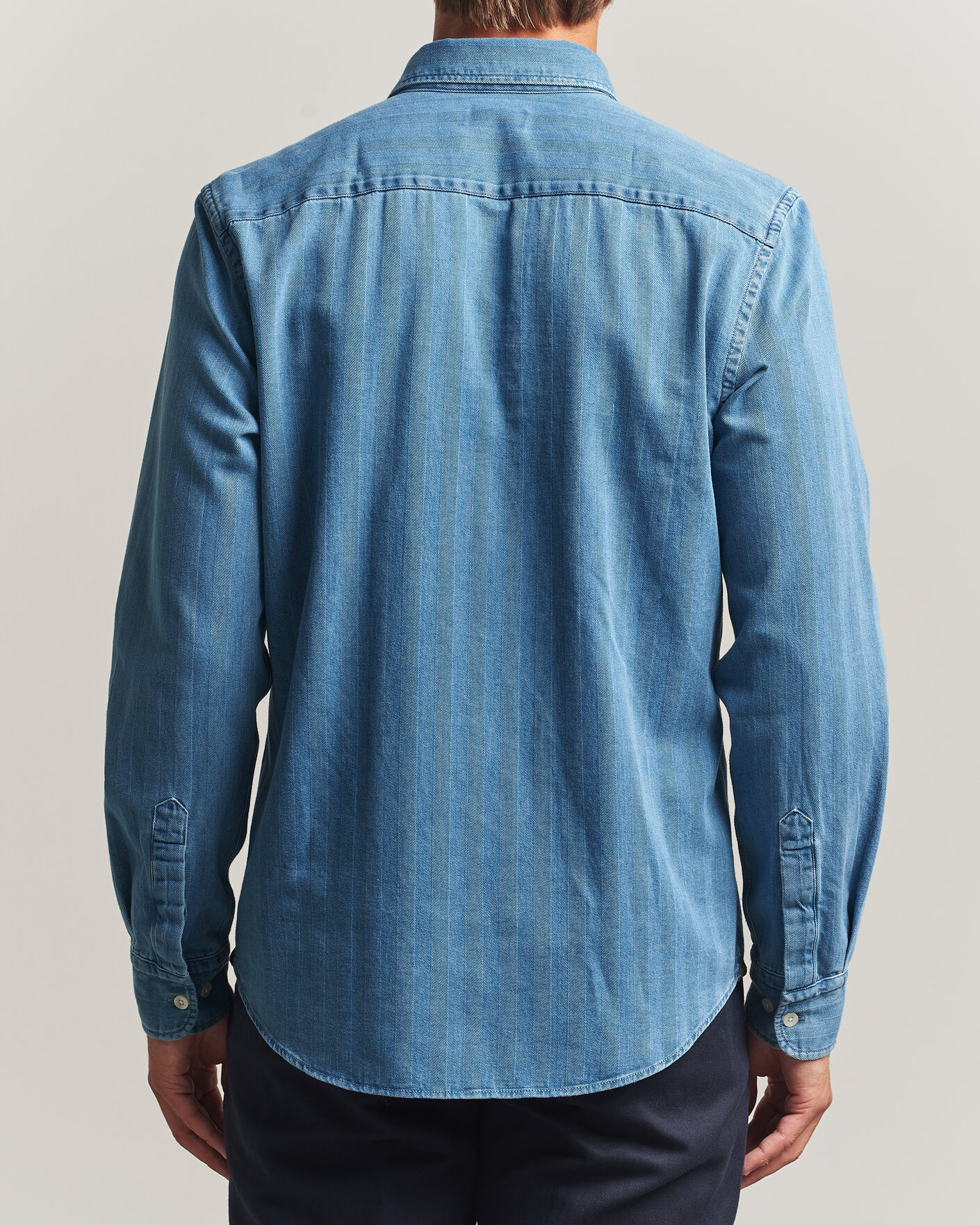 Homme | Chemises | Morris | Indigo Herringbone Shirt Light Blue