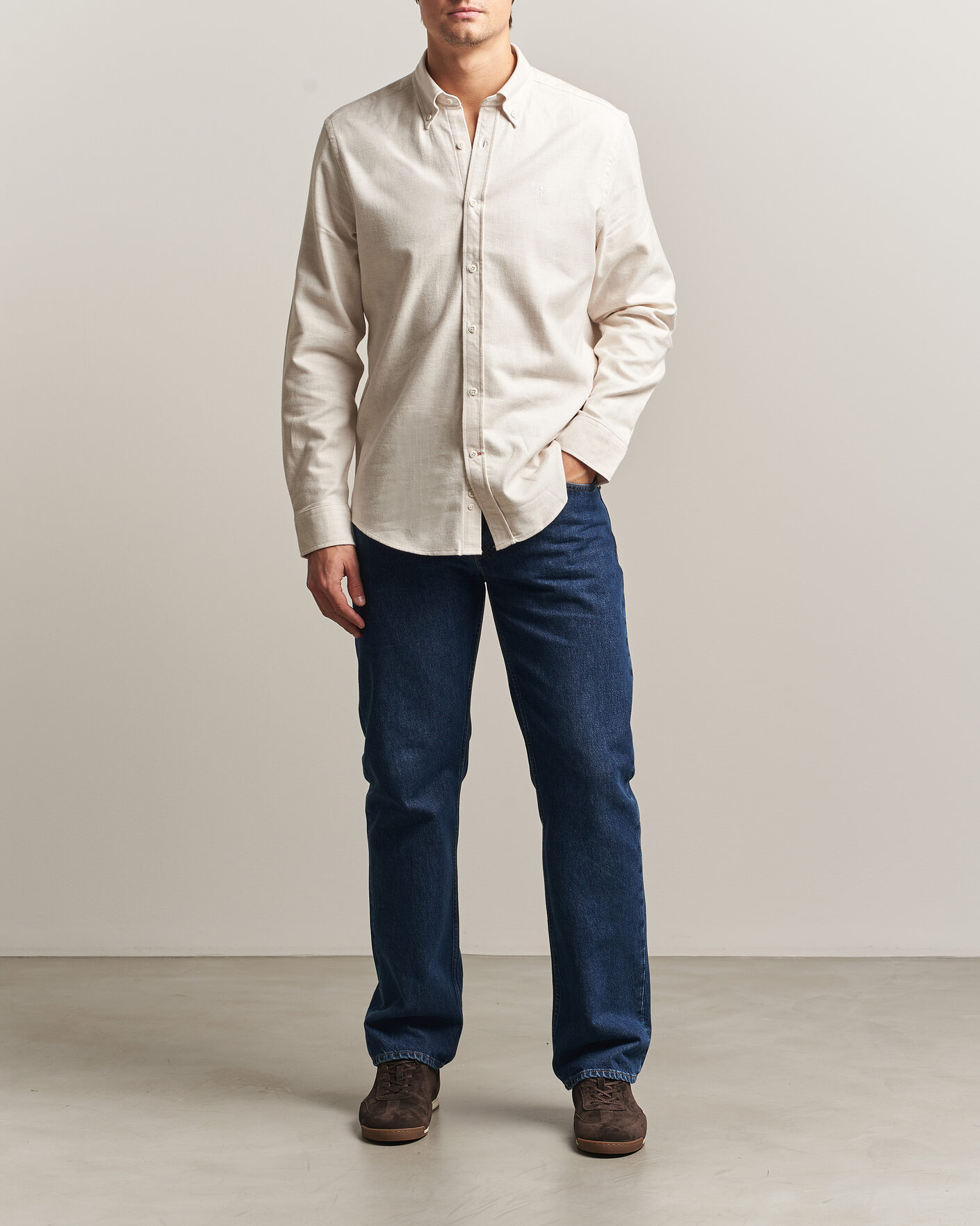 Homme | Chemises | Morris | Flannel Herringbone Shirt Off White