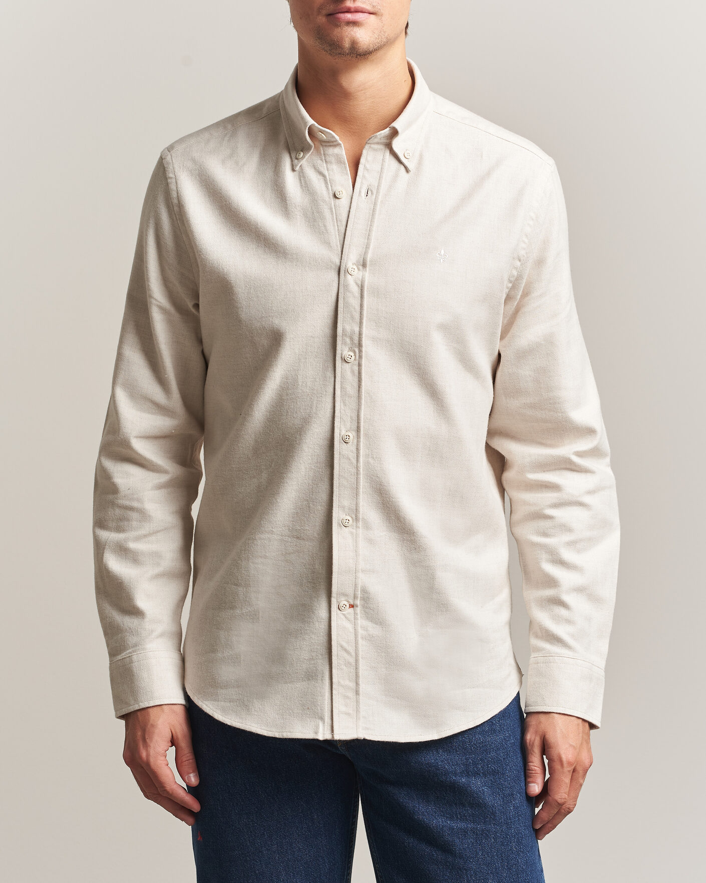 Homme | Chemises | Morris | Flannel Herringbone Shirt Off White