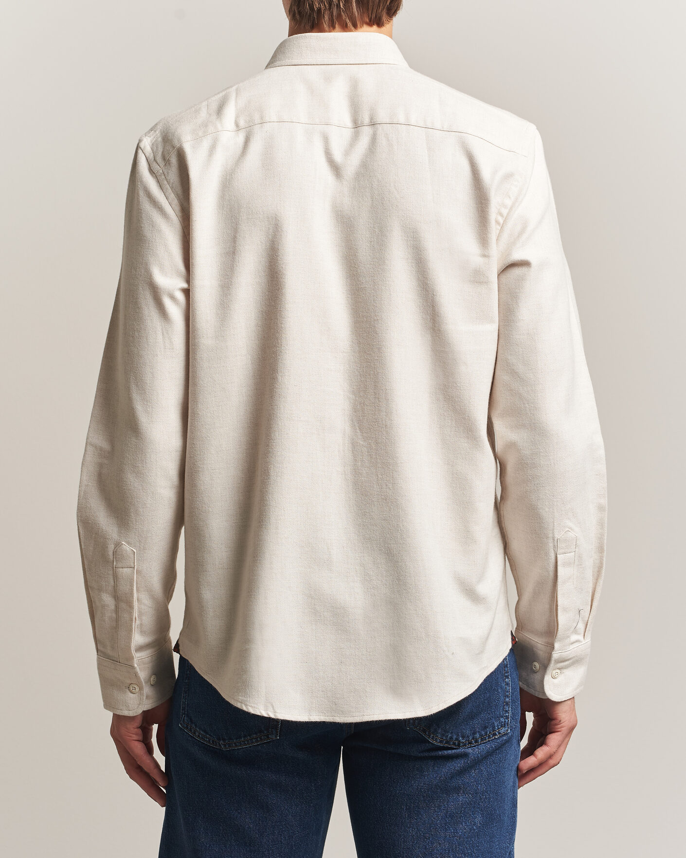 Homme | Chemises | Morris | Flannel Herringbone Shirt Off White