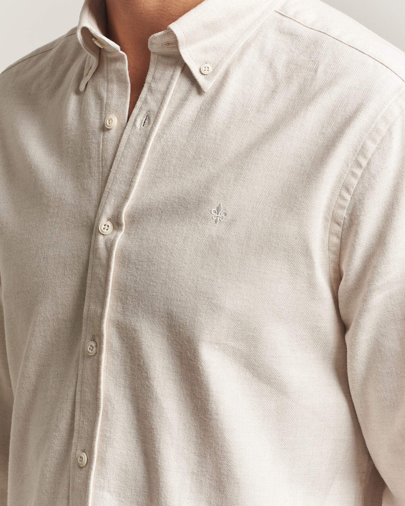 Homme | Chemises | Morris | Flannel Herringbone Shirt Off White