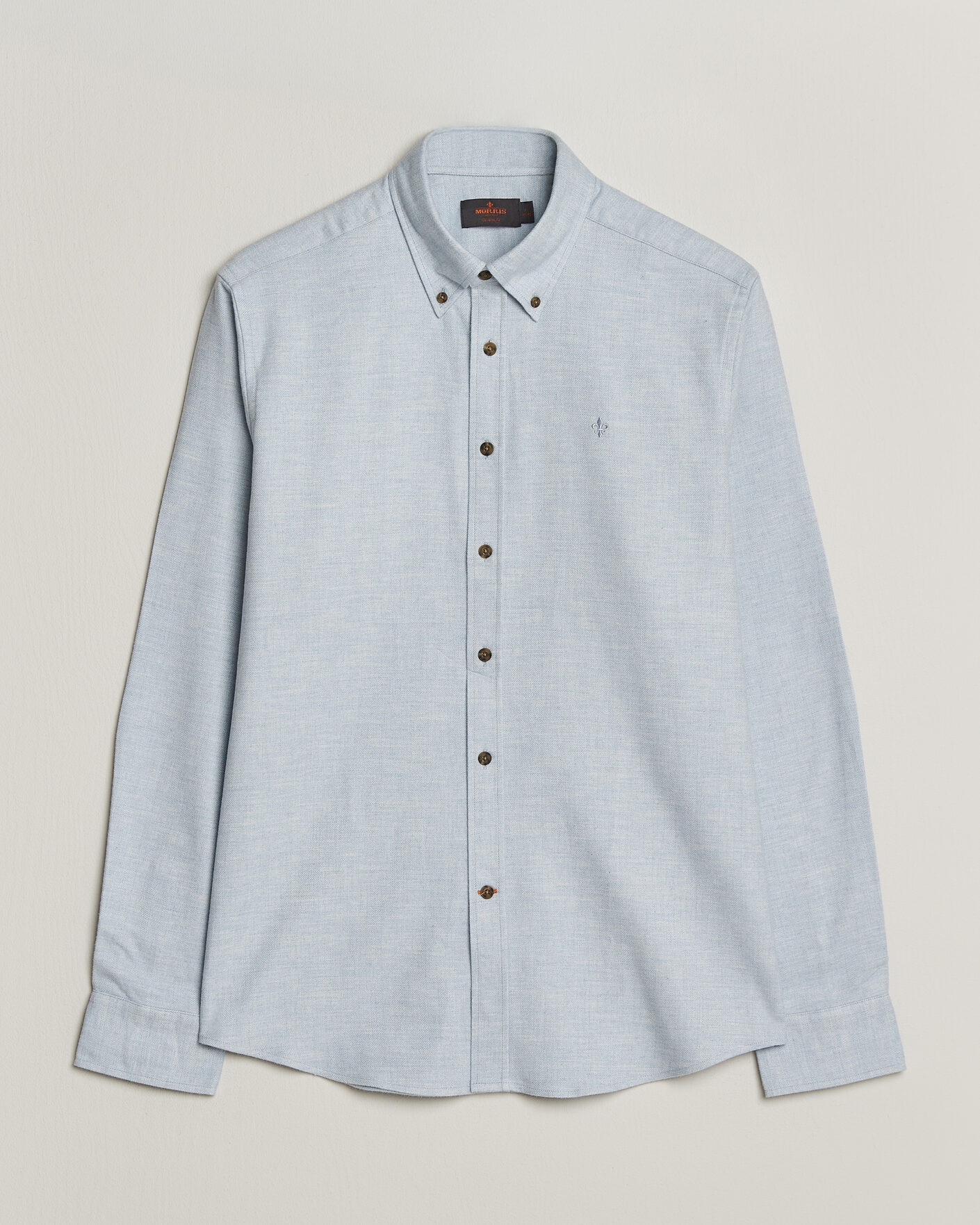 Homme | Chemises | Morris | Flannel Herringbone Shirt Light Blue