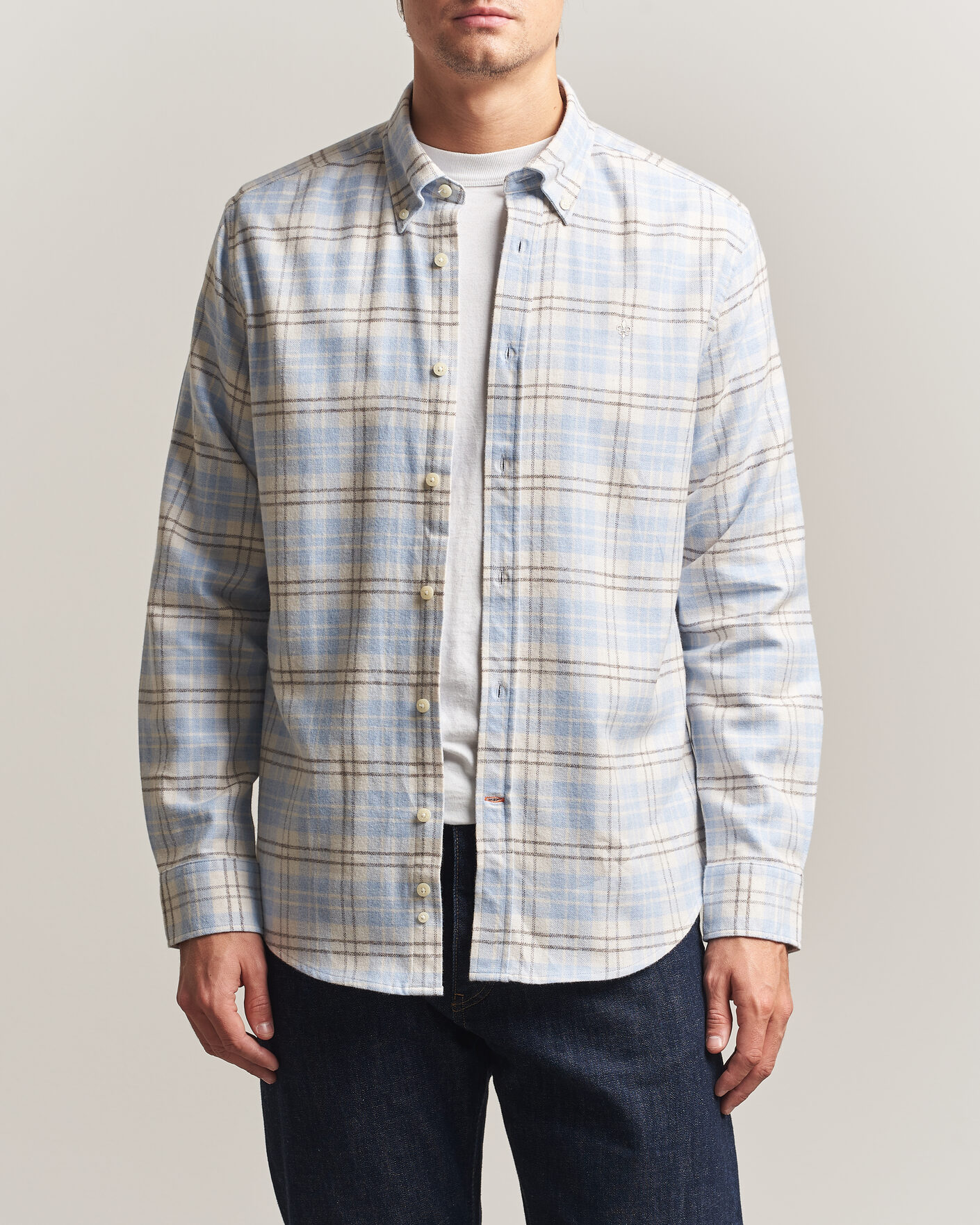 Homme | Chemises | Morris | Flannel Mouliné Shirt Light Blue