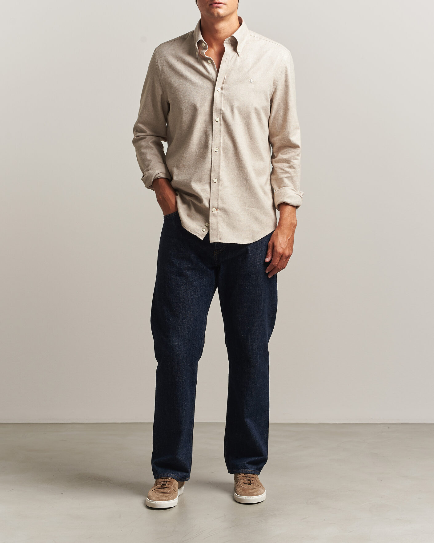 Homme | Chemises | Morris | Cashmere Twill Shirt Khaki