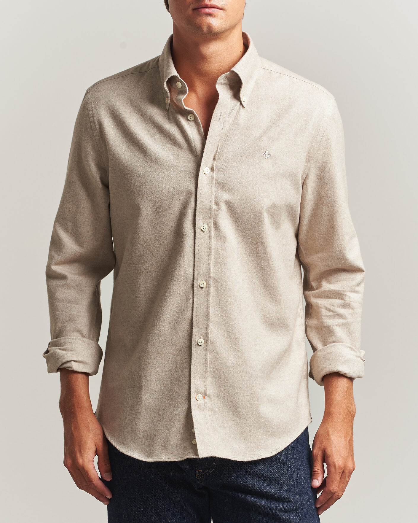Homme | Chemises | Morris | Cashmere Twill Shirt Khaki