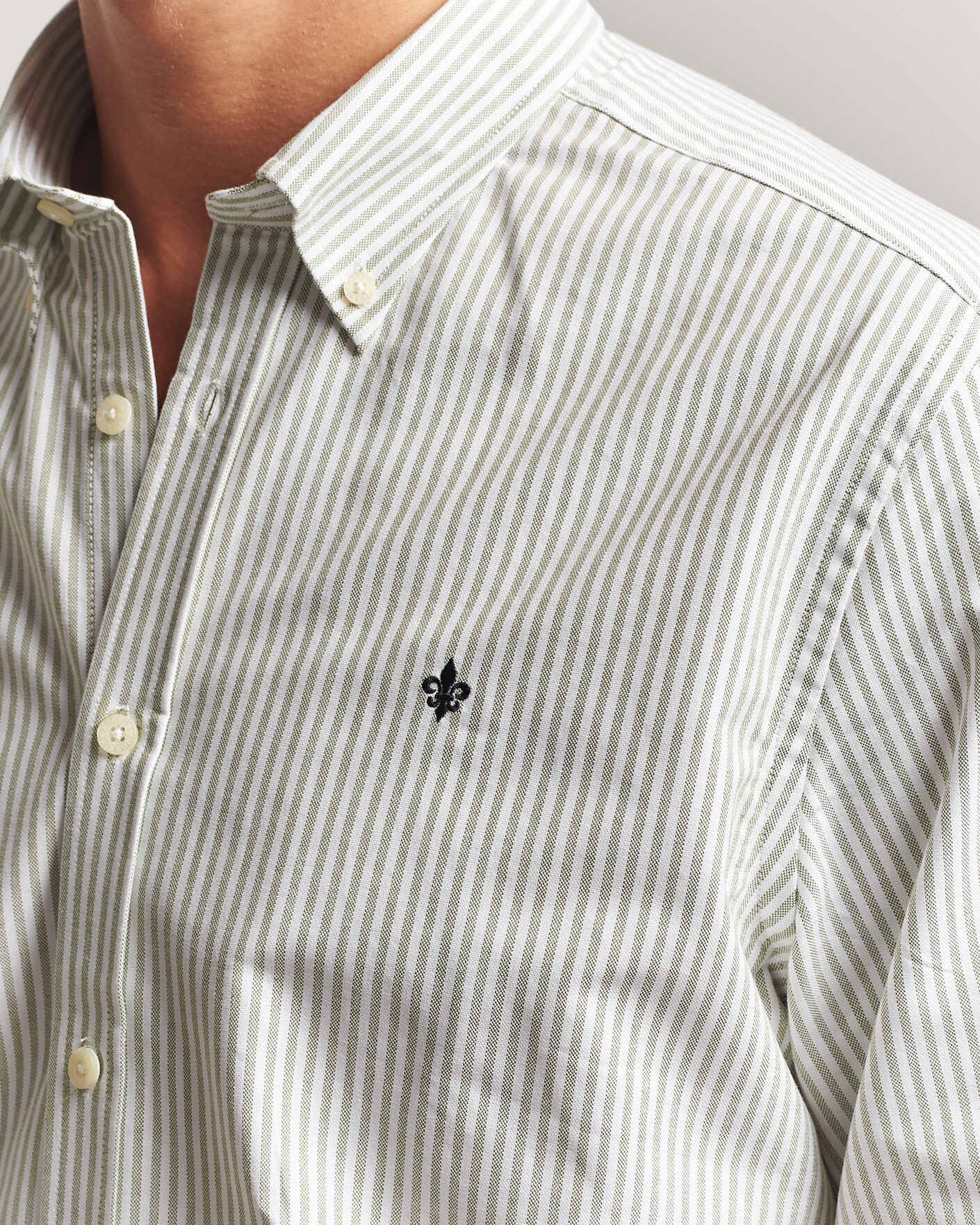 Homme | Chemises | Morris | Douglas Oxford Stripe Shirt Olive