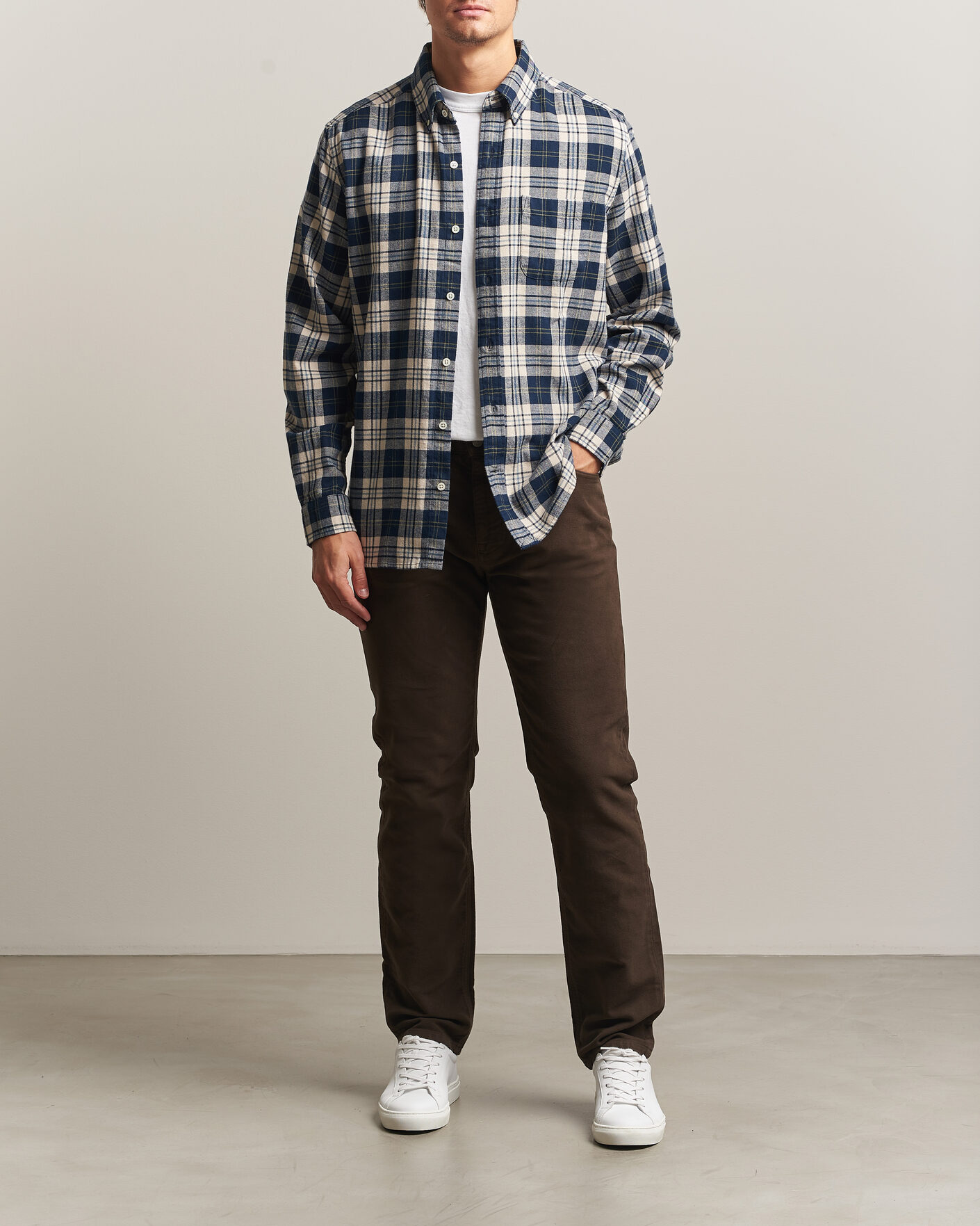 Homme | Pantalons | Morris | James Winter Twill 5-Pocket Pants Brown