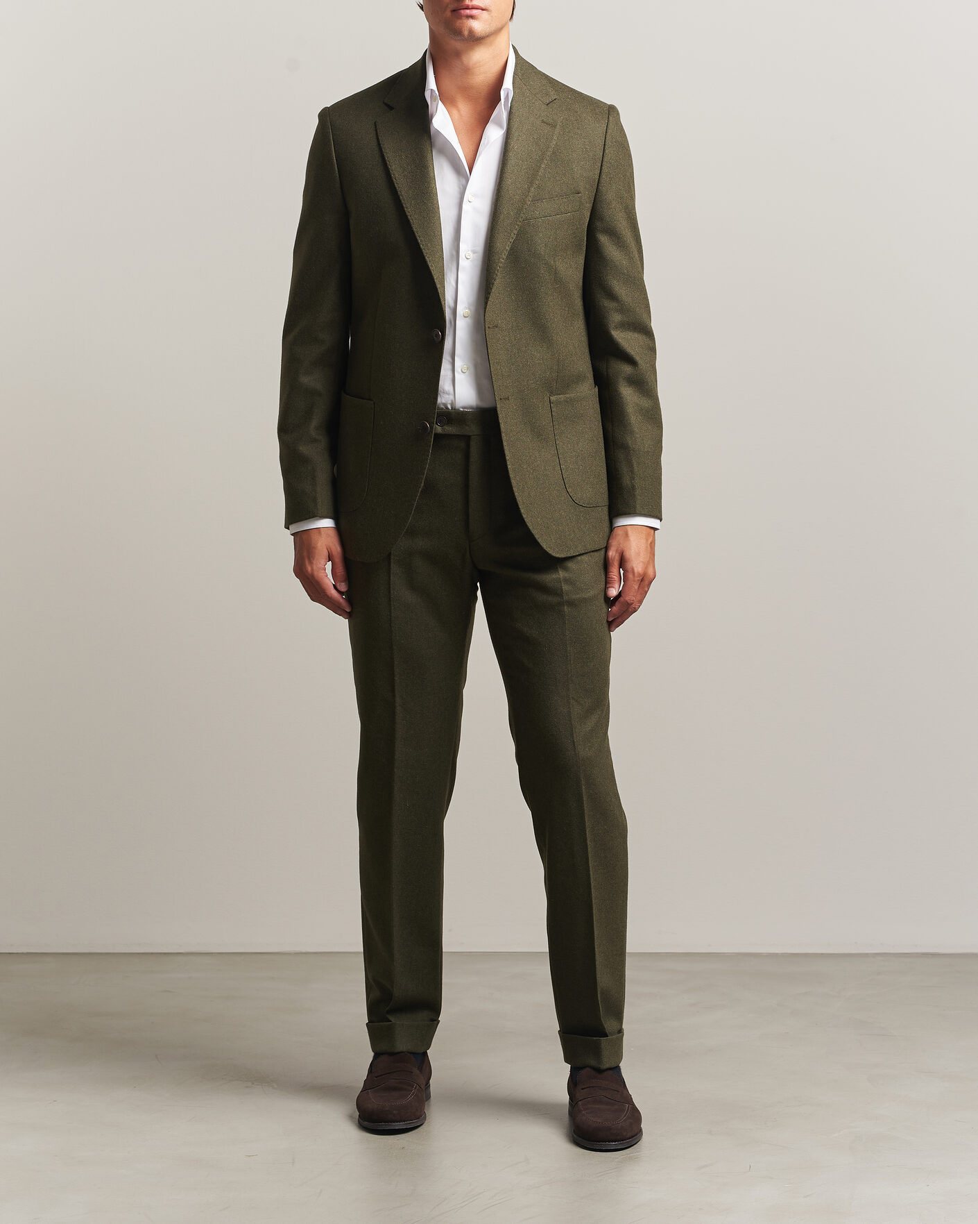Homme | Pantalons | Morris | Flannel Suit Trousers Green