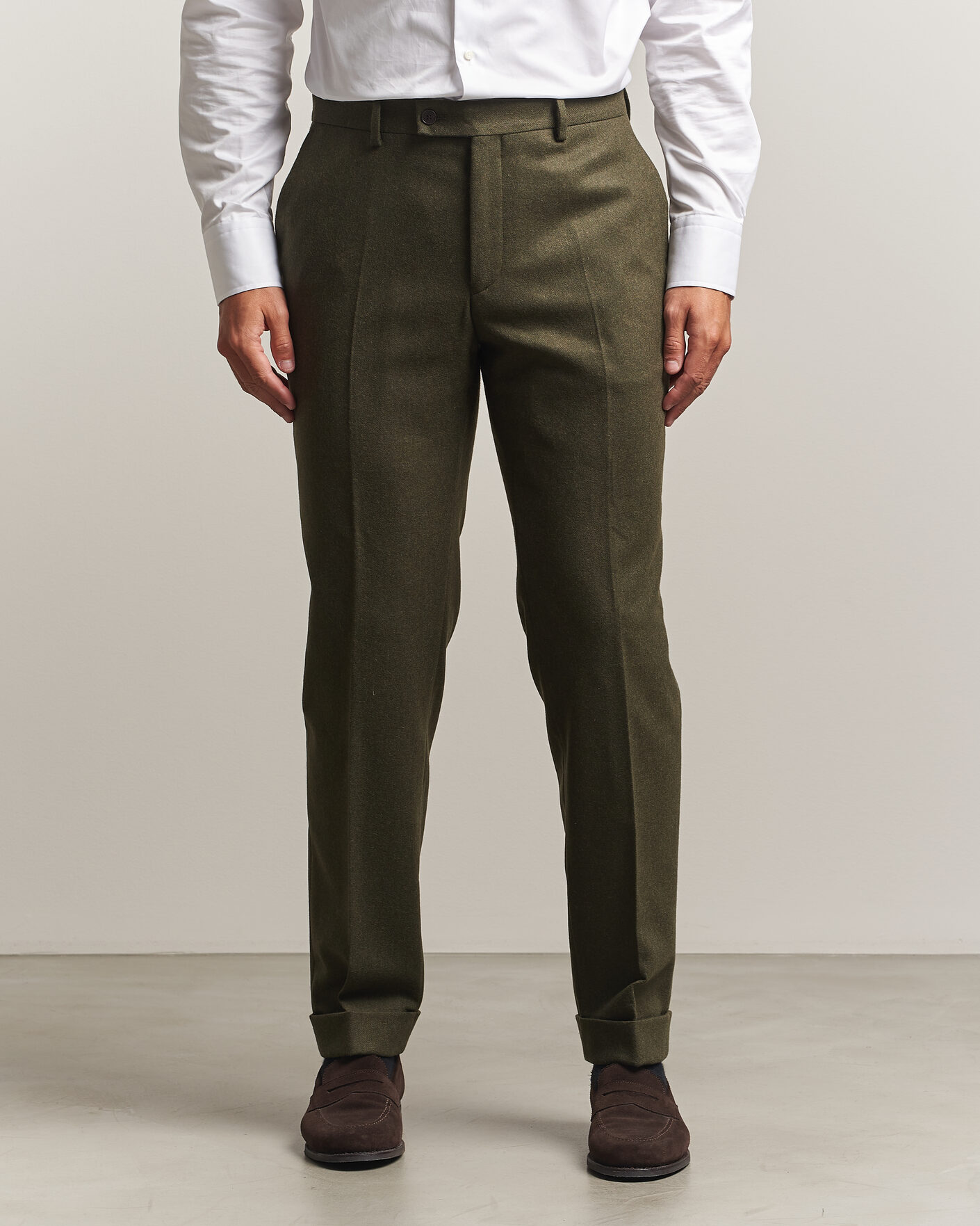 Homme | Pantalons | Morris | Flannel Suit Trousers Green