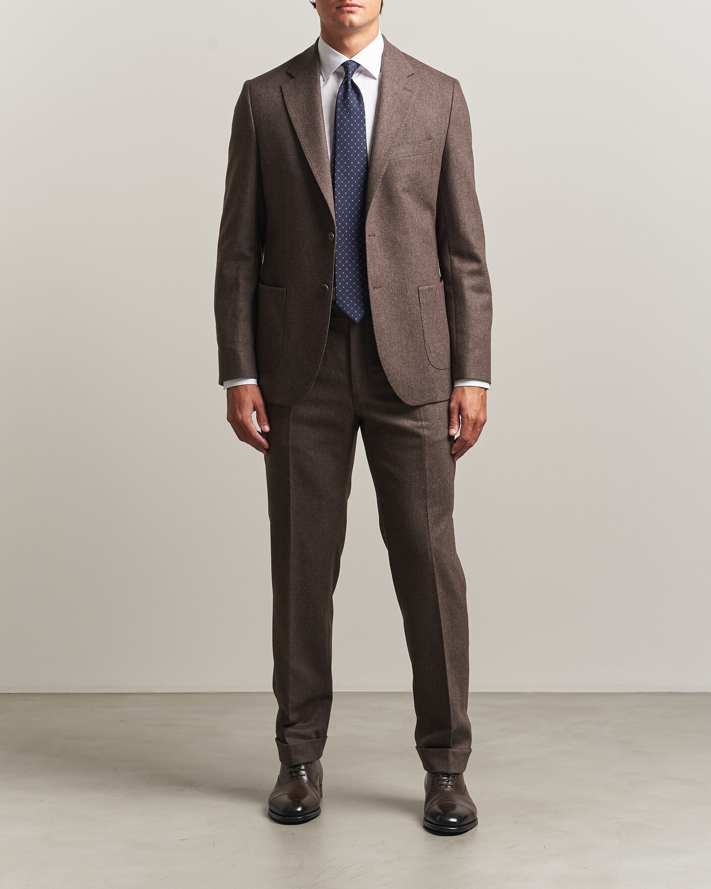 Homme | Pantalons | Morris | Flannel Suit Trousers Brown