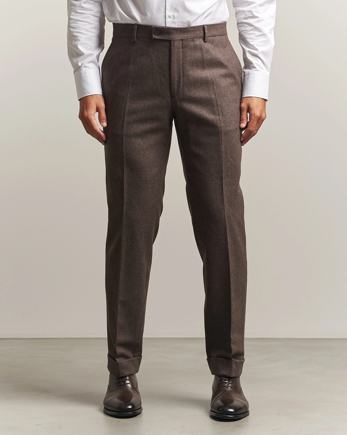 Homme | Pantalons | Morris | Flannel Suit Trousers Brown