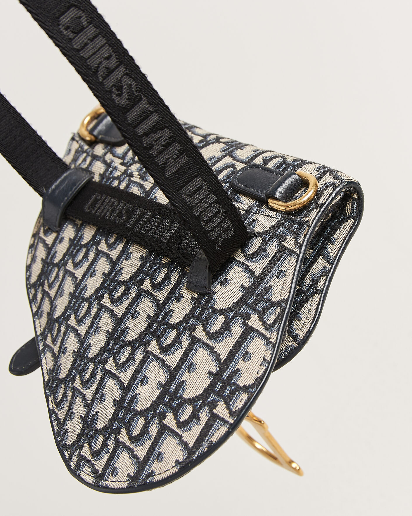 Homme | Pre-Owned & Vintage Bags | Dior Pre-Owned | Saddle Belt Pouch Bag Oblique Jacquard Blue