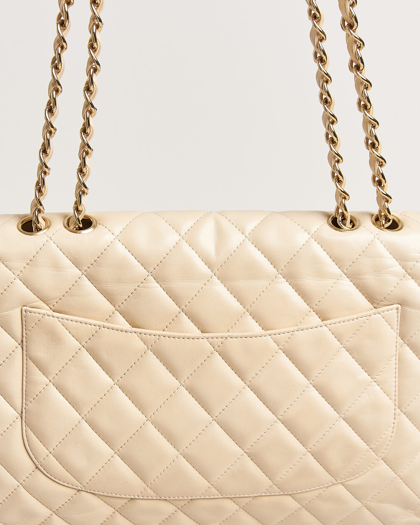 Homme | Chanel Pre-Owned Classic Jumbo Single Flap Bag Lambskin Beige | Chanel Pre-Owned | Classic Jumbo Single Flap Bag Lambskin Beige