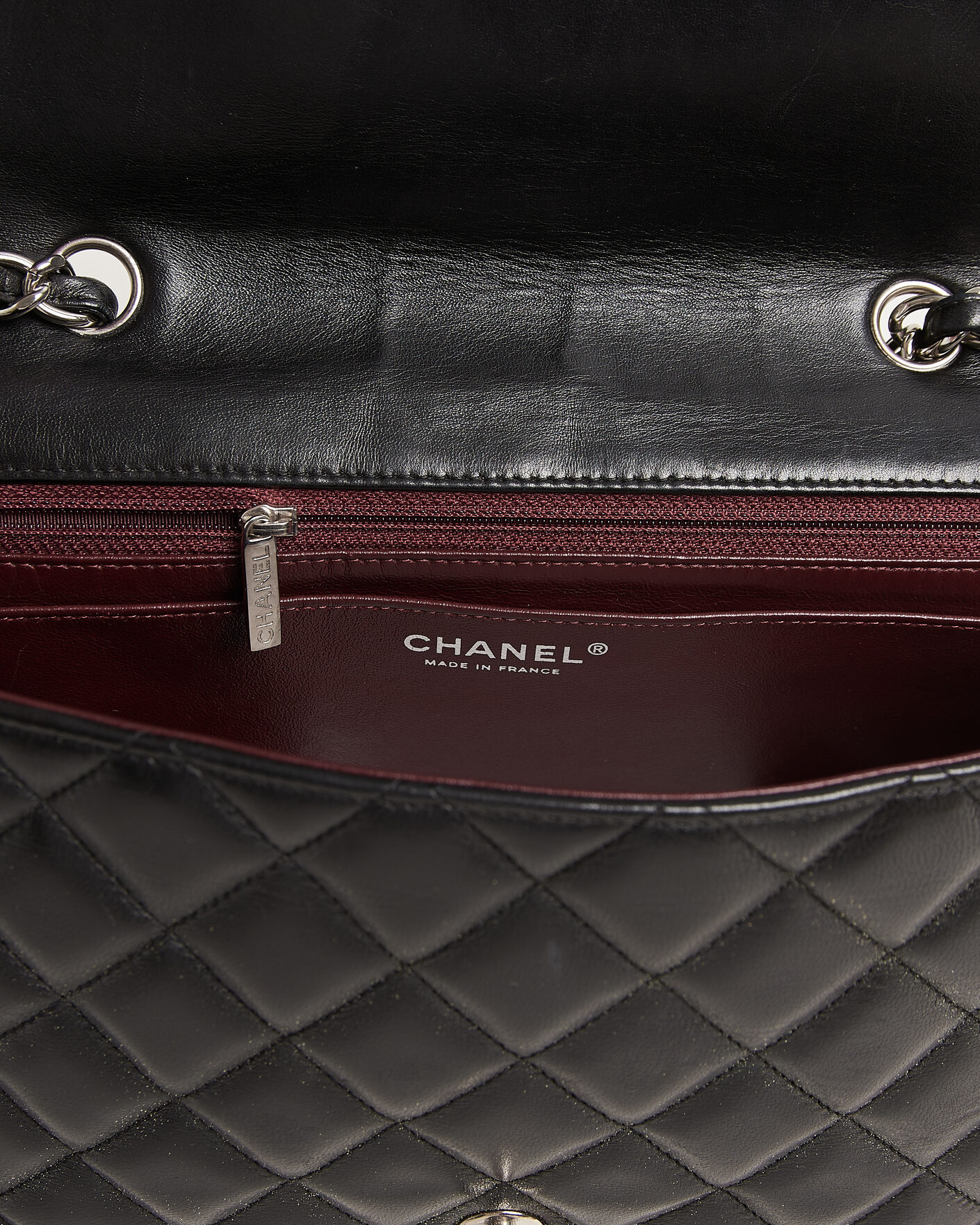 Homme | Chanel Pre-Owned Classic Jumbo Single Flap Bag Lambskin Black | Chanel Pre-Owned | Classic Jumbo Single Flap Bag Lambskin Black