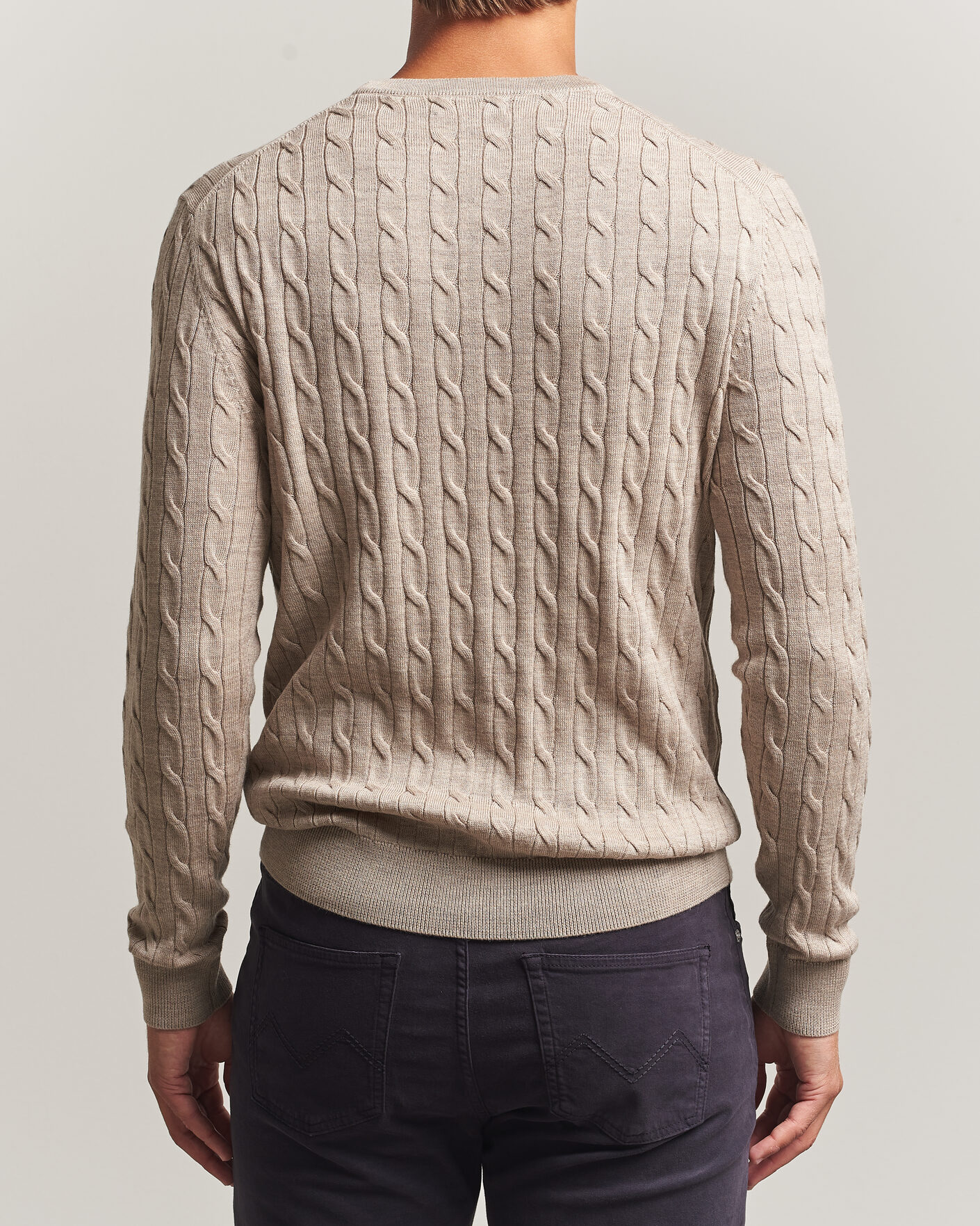 Homme | Pulls Et Tricots | Morris | Merino Cable O-Neck Khaki