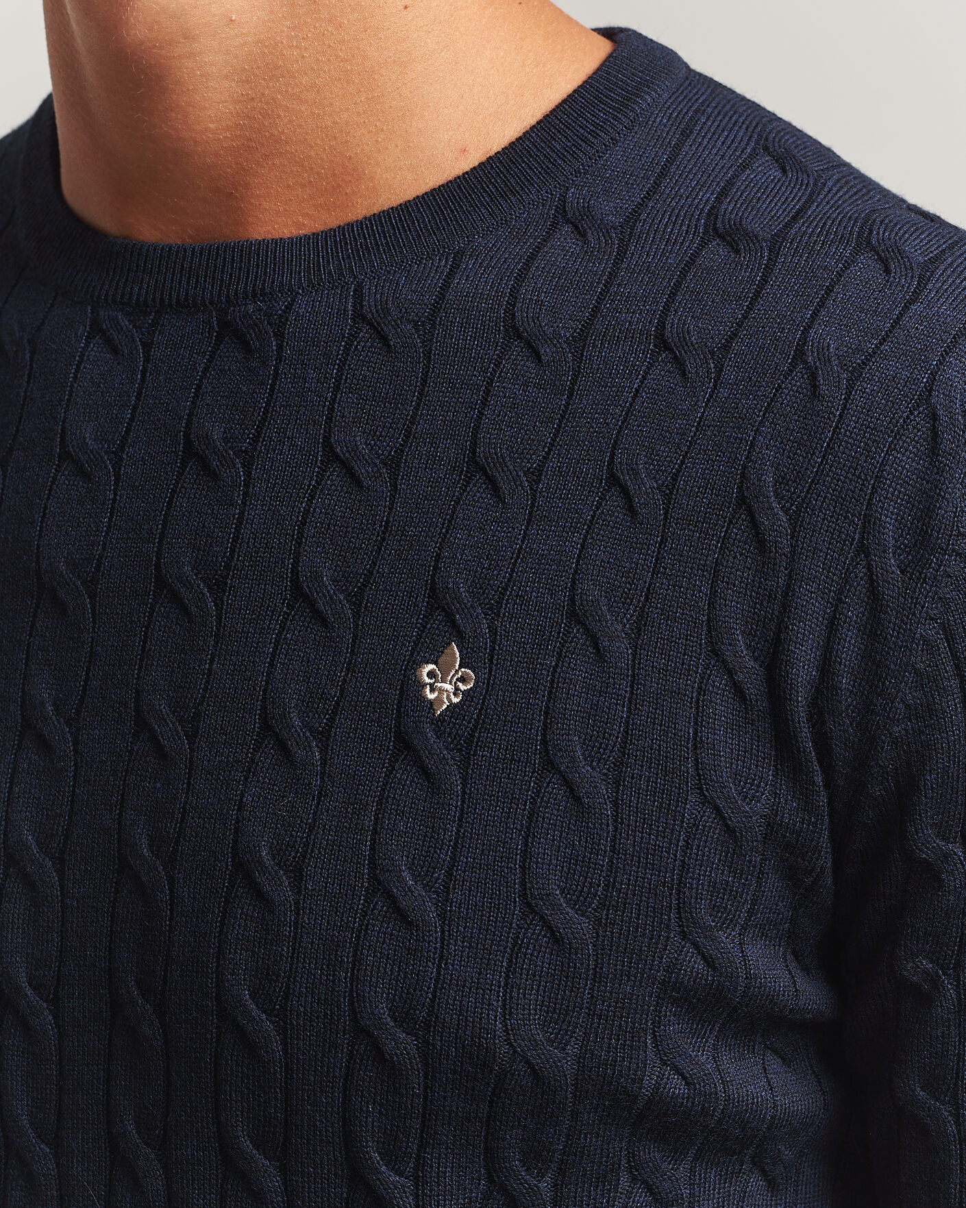 Homme | Pulls Et Tricots | Morris | Merino Cable O-Neck Navy