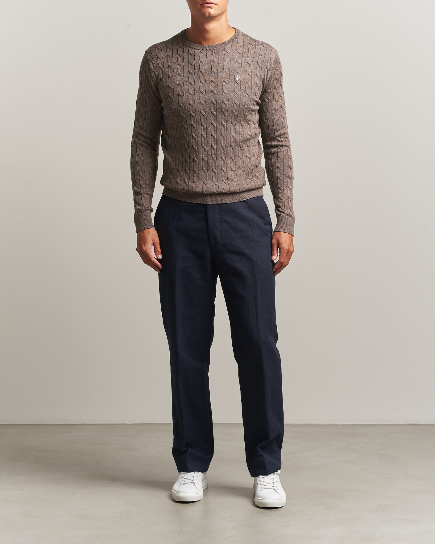 Homme | Pulls Et Tricots | Morris | Merino Cable O-Neck Brown