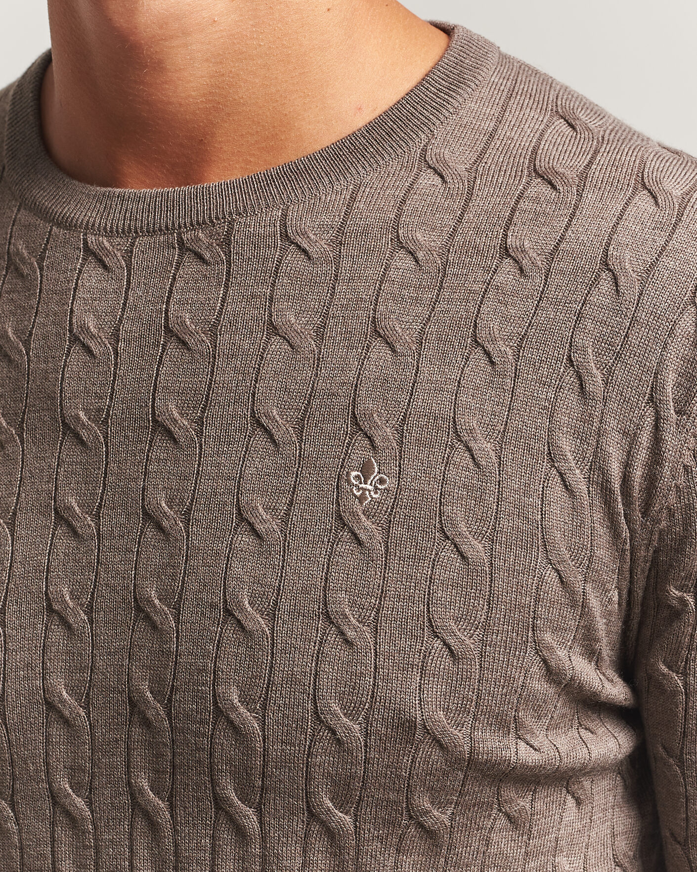 Homme | Pulls Et Tricots | Morris | Merino Cable O-Neck Brown