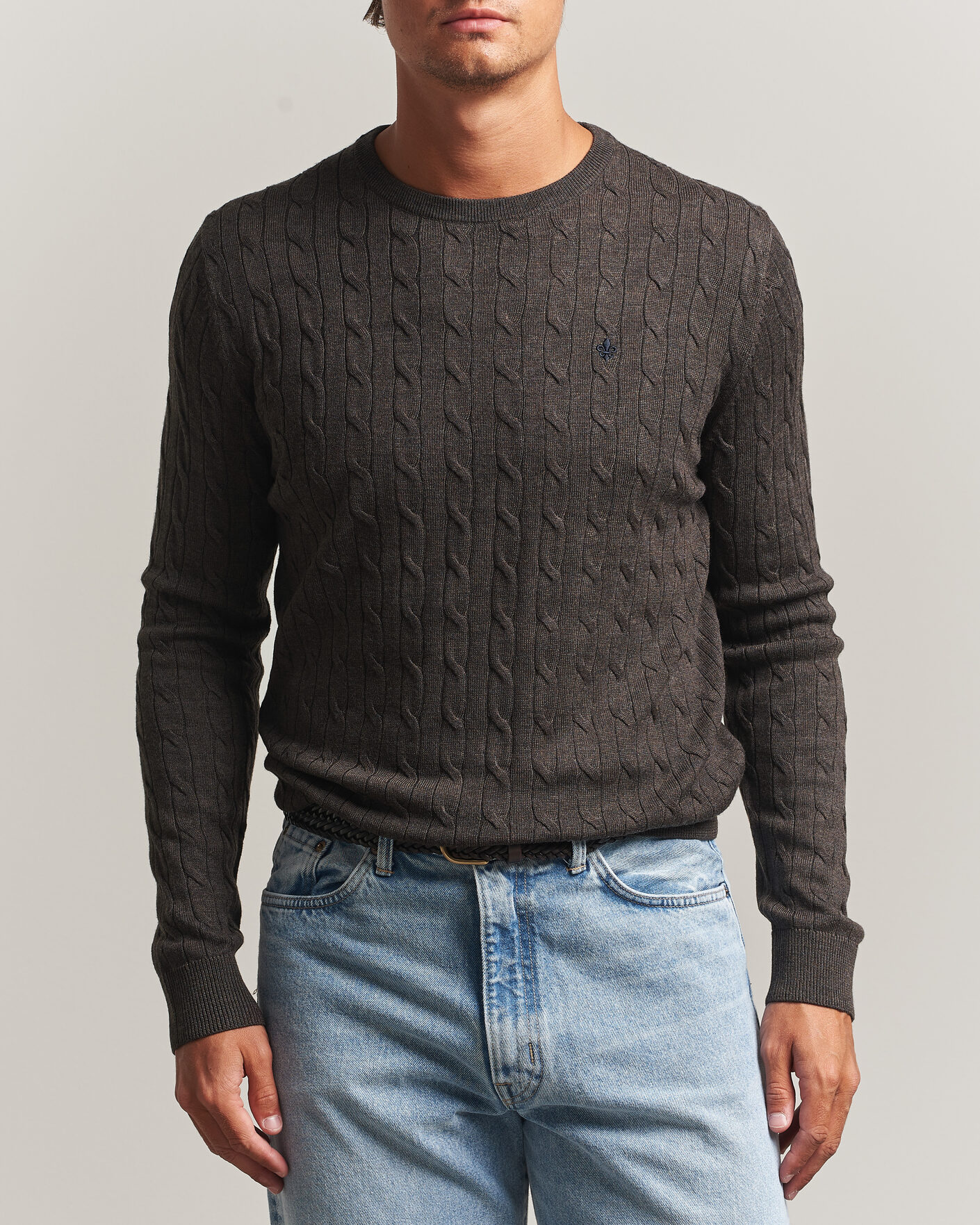 Homme | Pulls Et Tricots | Morris | Merino Cable O-Neck Brown