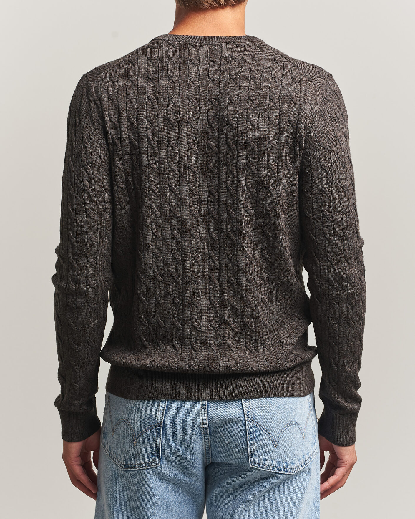 Homme | Pulls Et Tricots | Morris | Merino Cable O-Neck Brown
