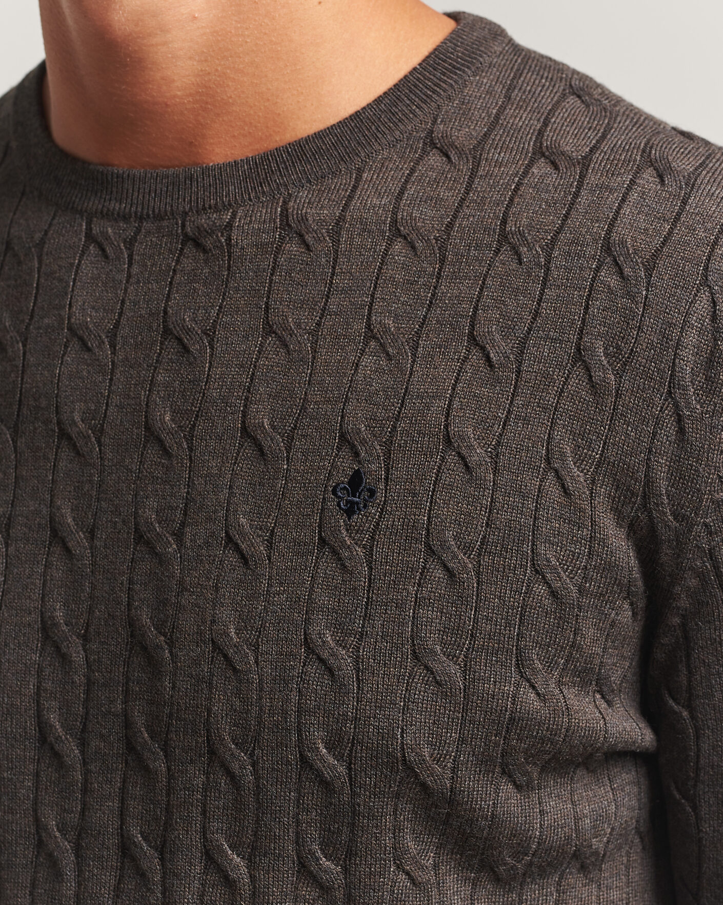 Homme | Pulls Et Tricots | Morris | Merino Cable O-Neck Brown