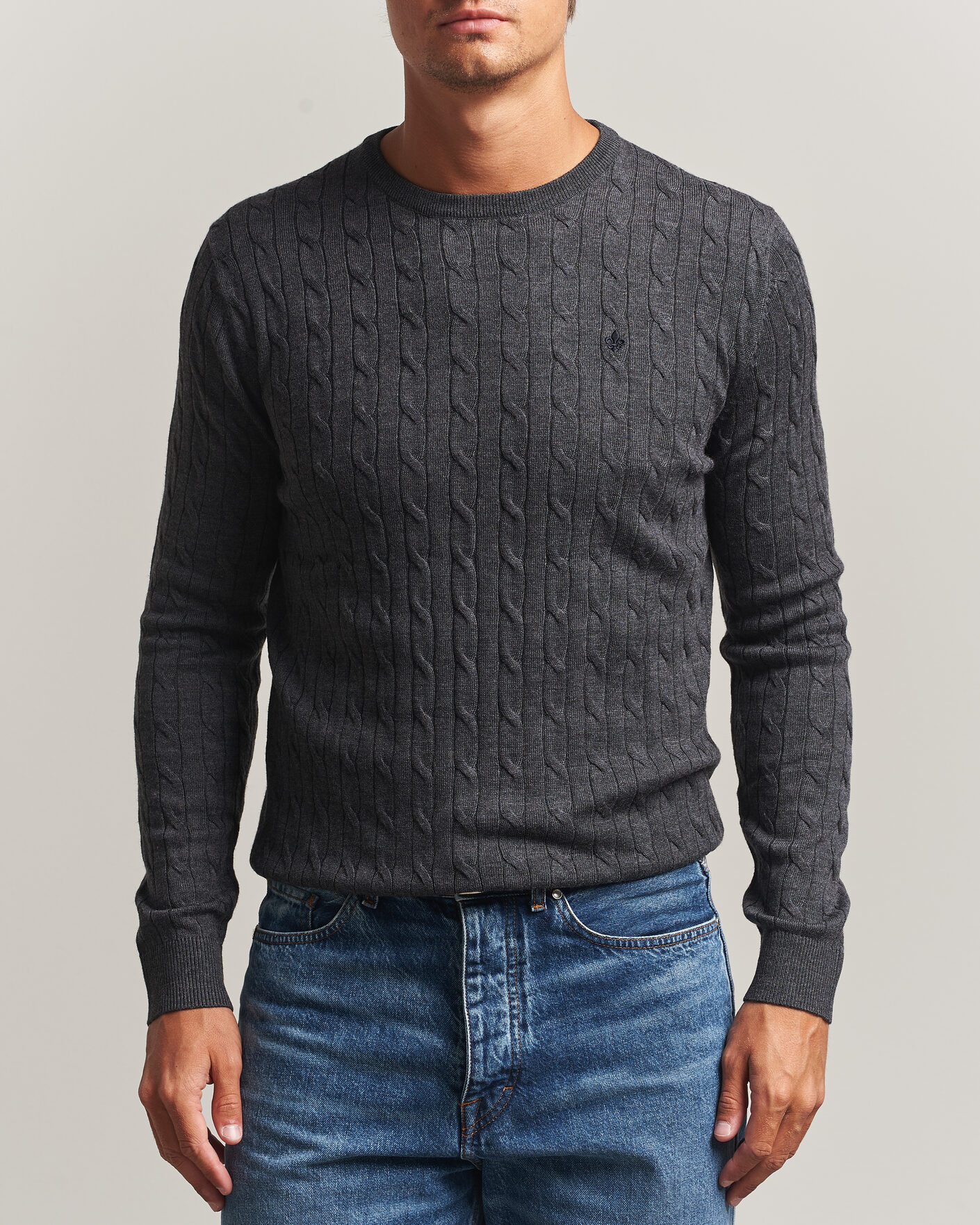 Homme | Pulls Et Tricots | Morris | Merino Cable O-Neck Grey