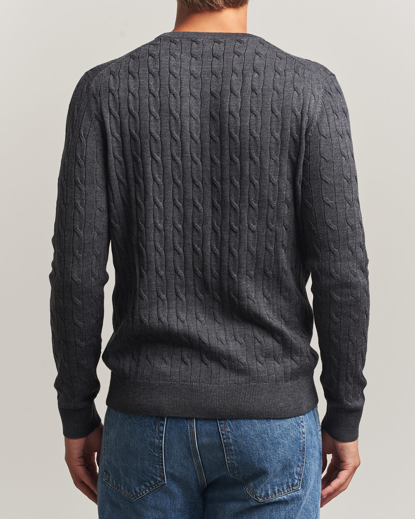 Homme | Pulls Et Tricots | Morris | Merino Cable O-Neck Grey