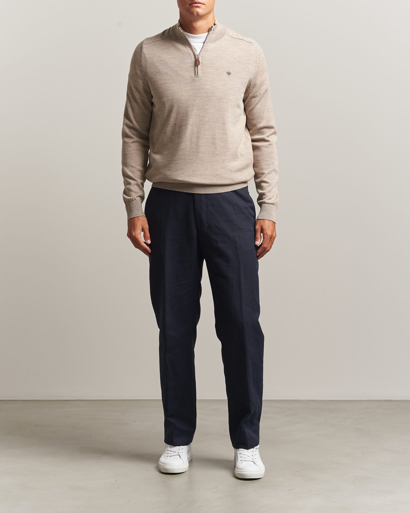 Homme | Pulls Et Tricots | Morris | John Merino Half Zip Khaki