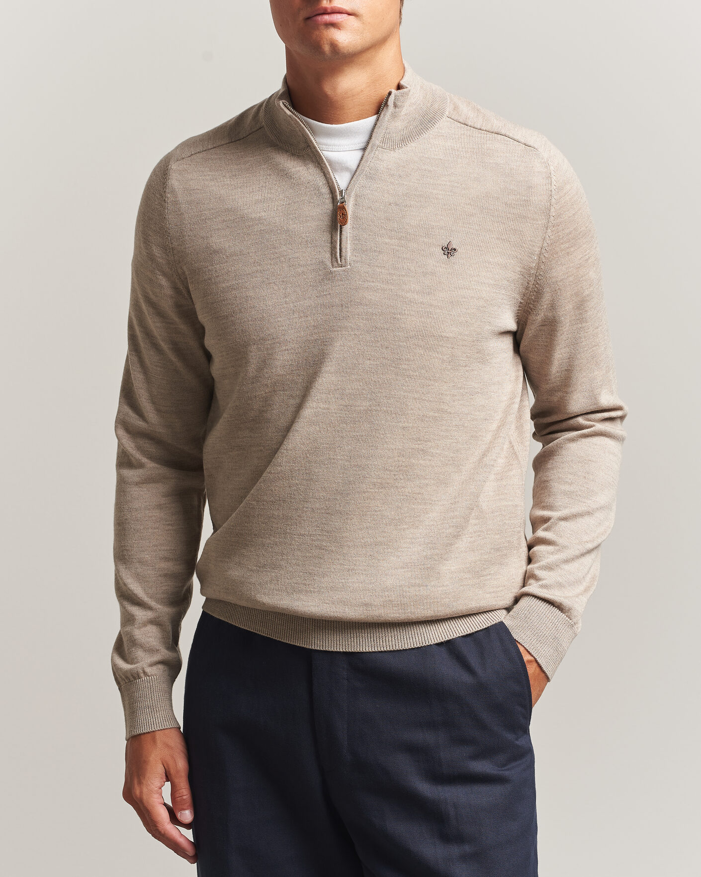 Homme | Pulls Et Tricots | Morris | John Merino Half Zip Khaki