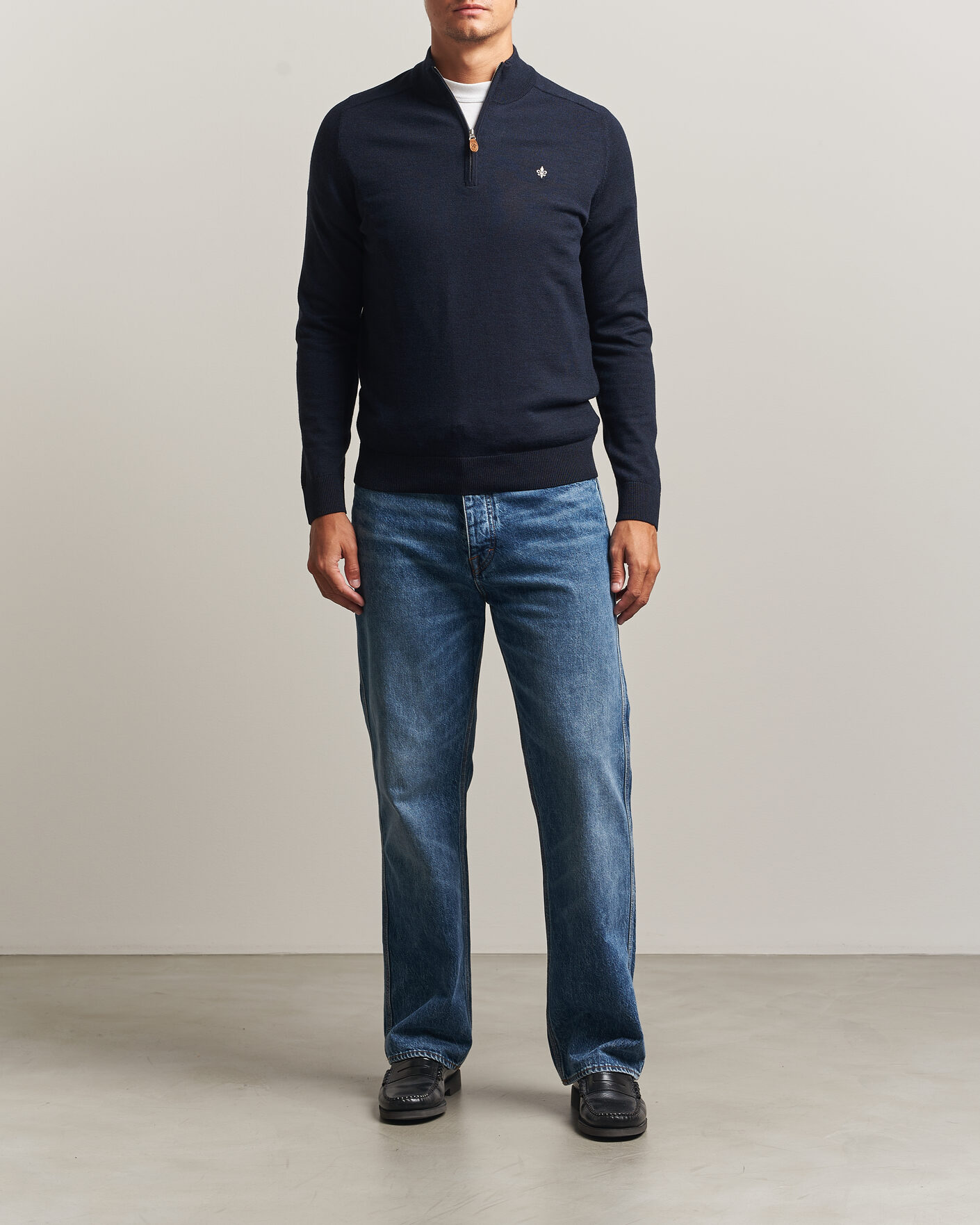 Homme | Pulls Et Tricots | Morris | John Merino Half Zip Navy