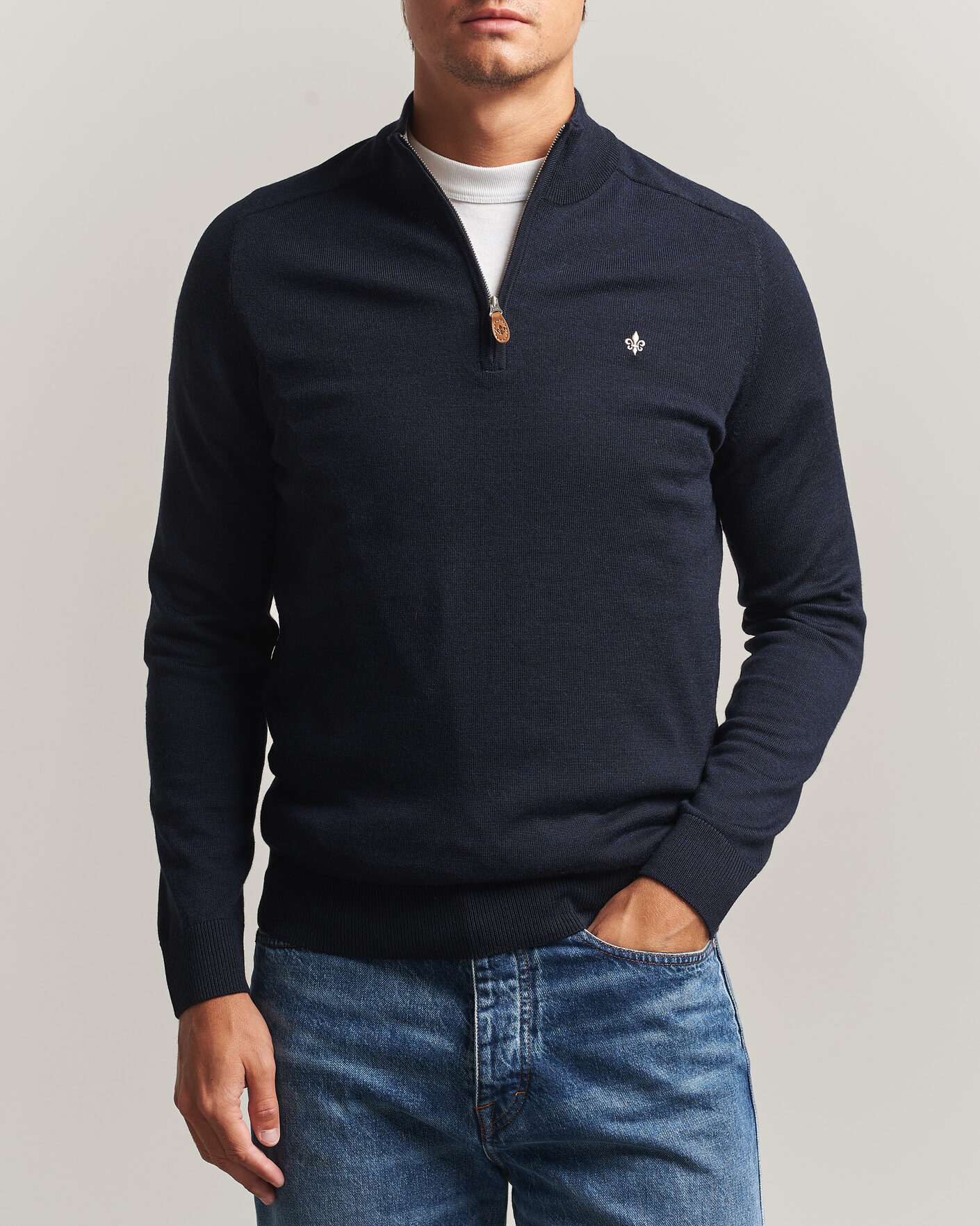 Homme | Pulls Et Tricots | Morris | John Merino Half Zip Navy