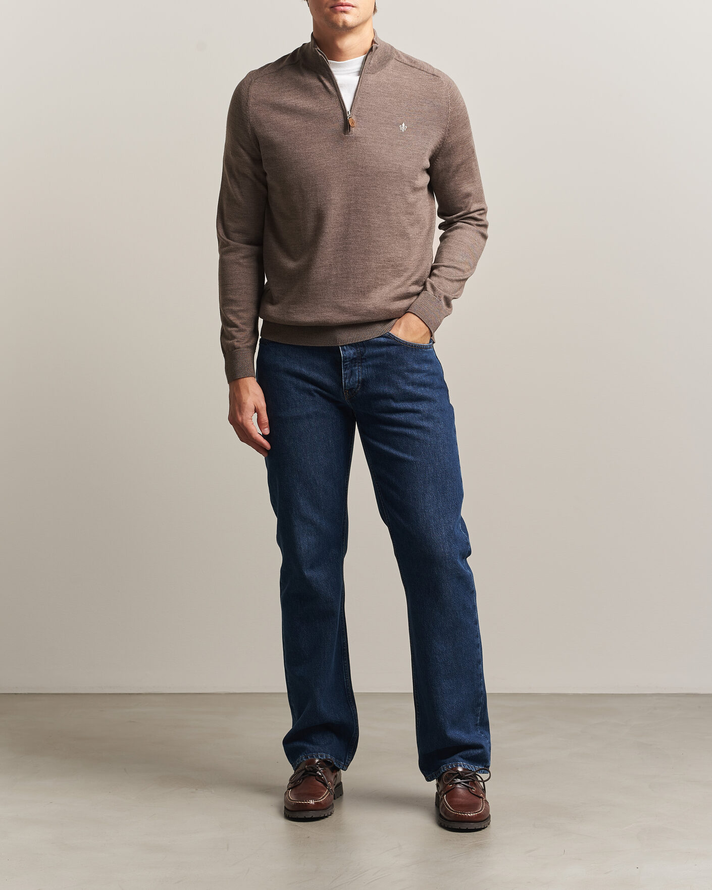 Homme | Pulls Et Tricots | Morris | John Merino Half Zip Brown