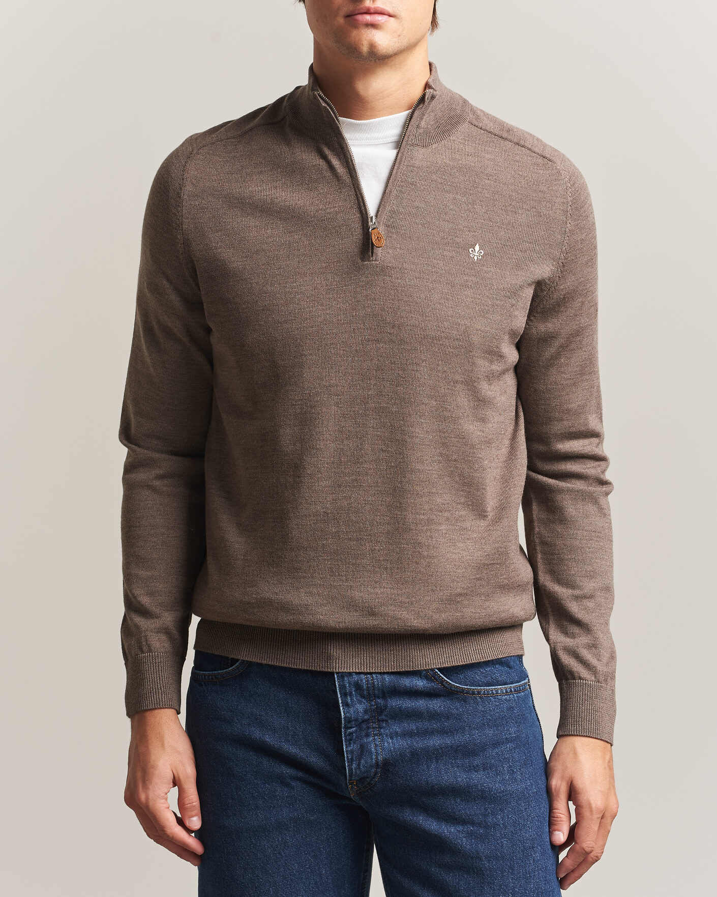 Homme | Pulls Et Tricots | Morris | John Merino Half Zip Brown