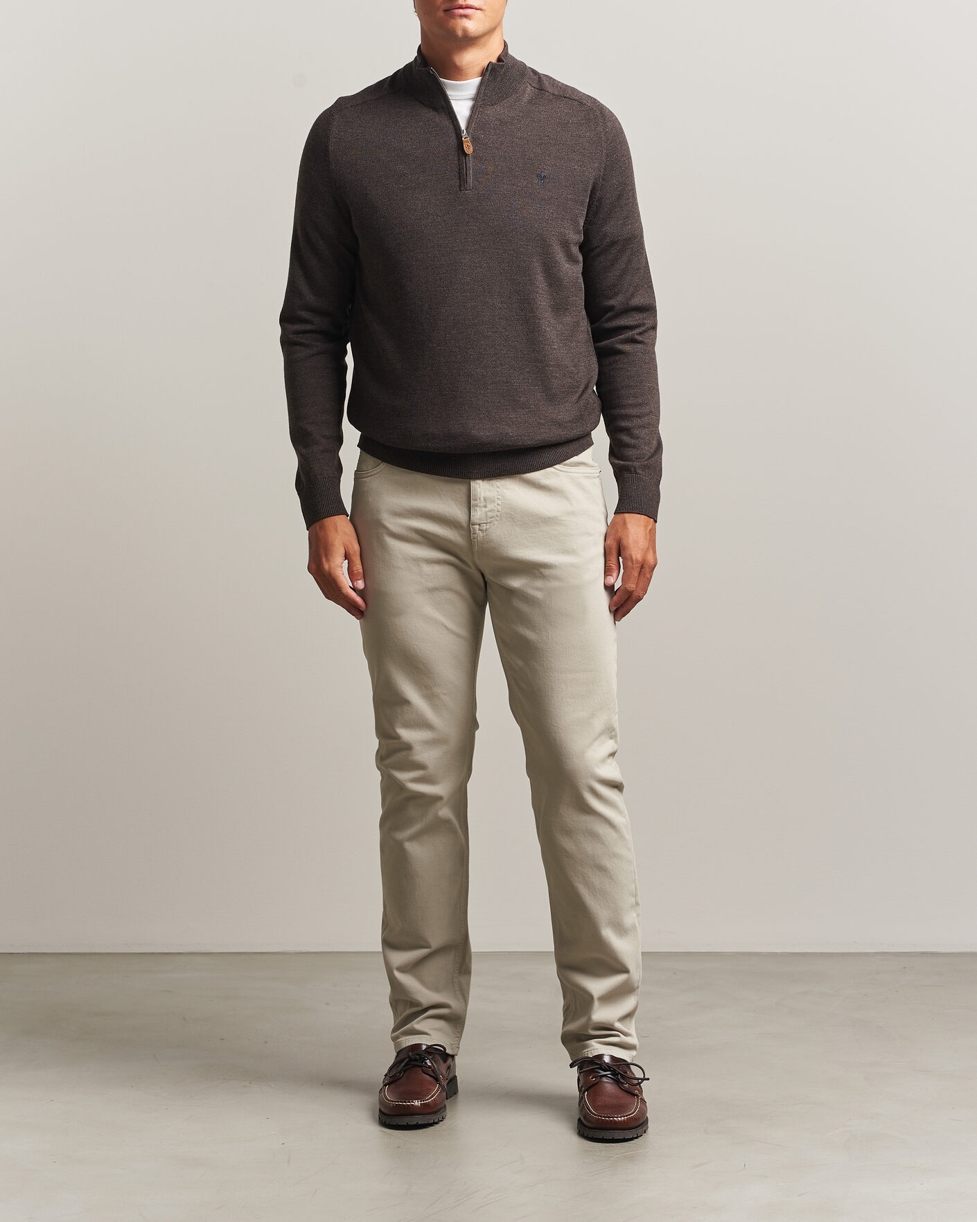 Homme | Pulls Et Tricots | Morris | John Merino Half Zip Brown
