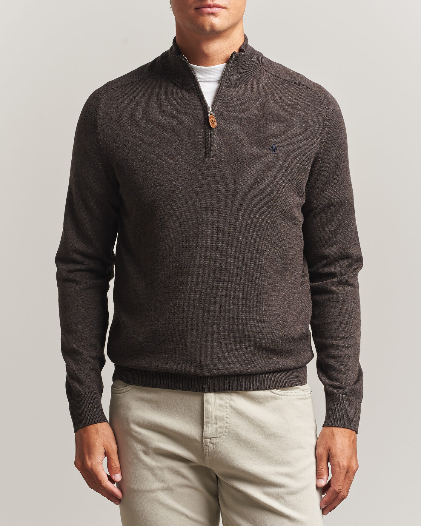 Homme | Pulls Et Tricots | Morris | John Merino Half Zip Brown
