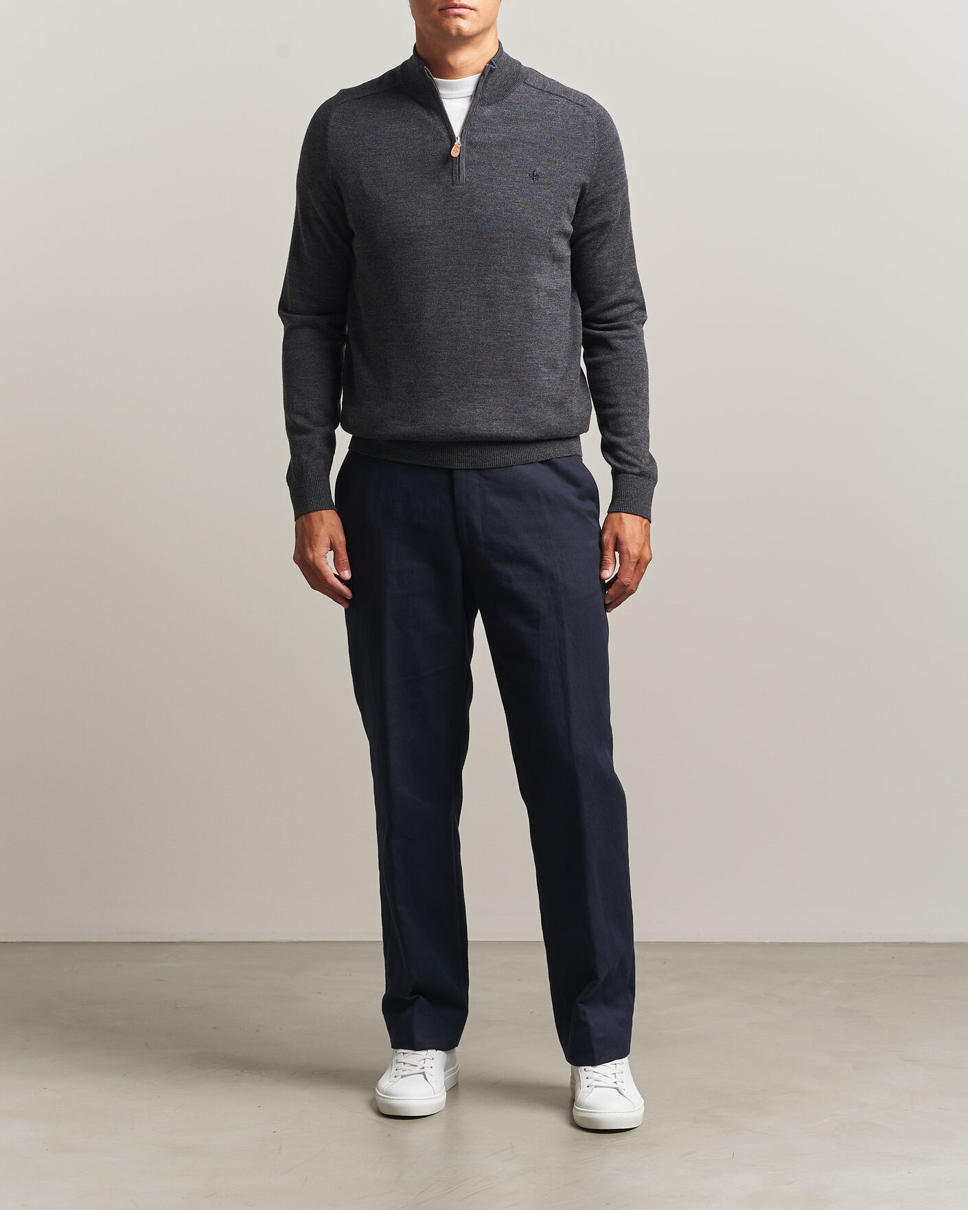 Homme | Pulls Et Tricots | Morris | John Merino Half Zip Grey