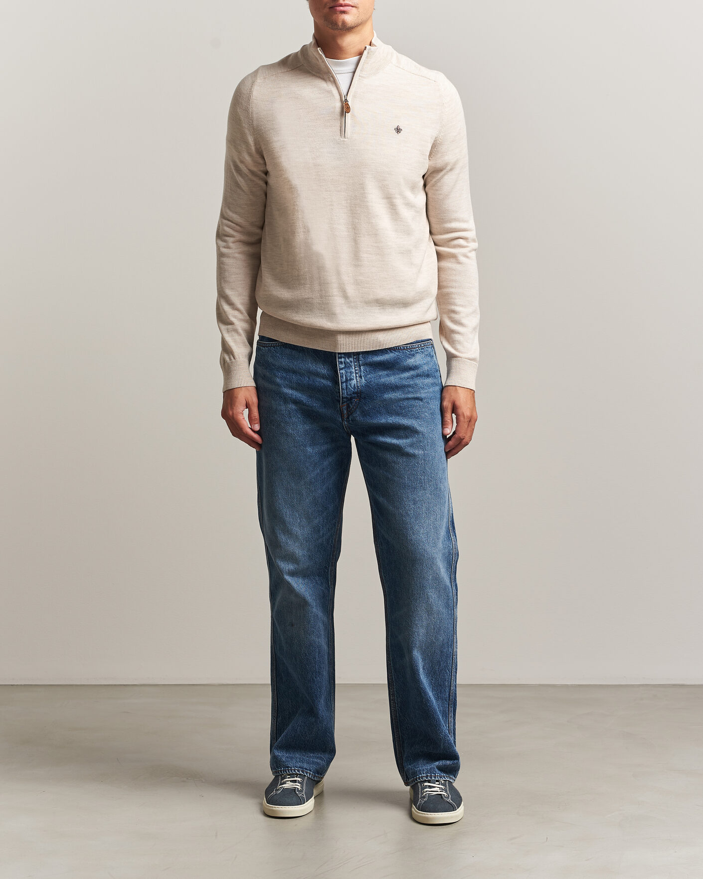 Homme | Pulls Et Tricots | Morris | John Merino Half Zip Off White