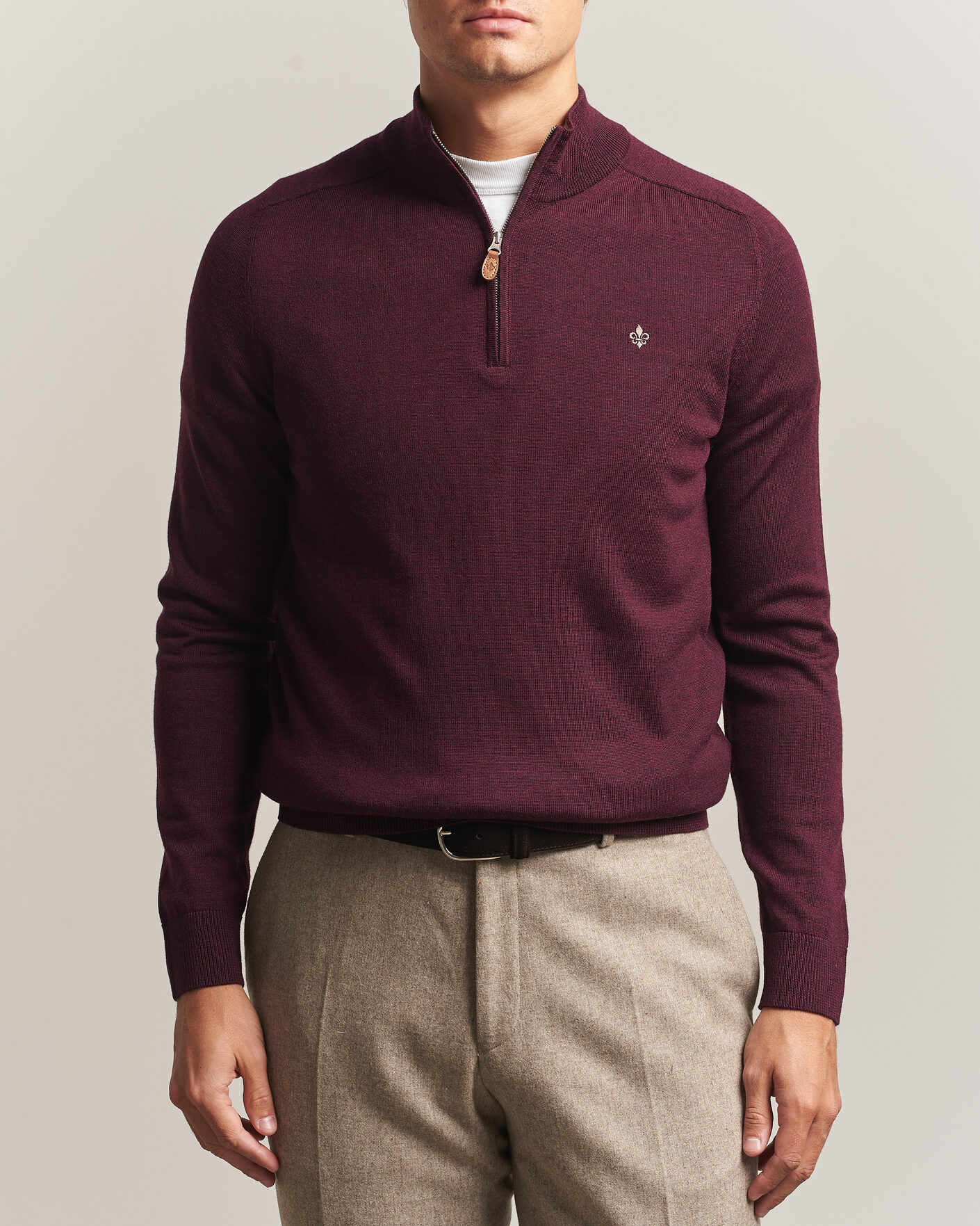 Homme | Pulls Et Tricots | Morris | John Merino Half Zip Wine Red