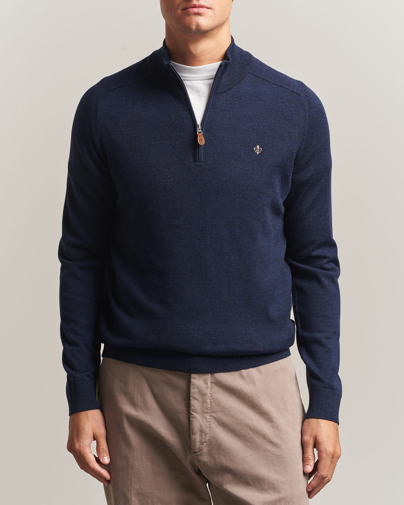 Homme | Pulls Et Tricots | Morris | John Merino Half Zip Ocean Blue
